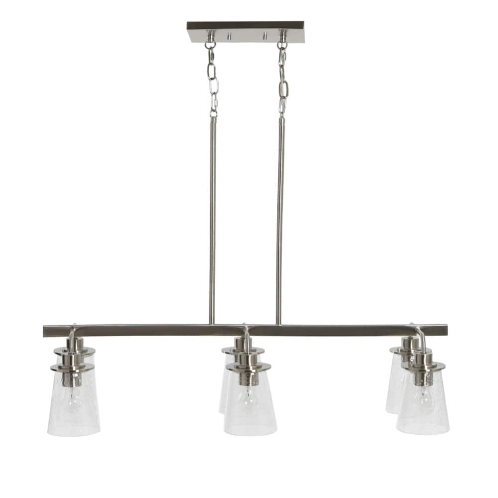 Hello Honey® Robert Stevenson Lighting Jameson Metal & Seedy Glass 6-Light Linear Chandelier