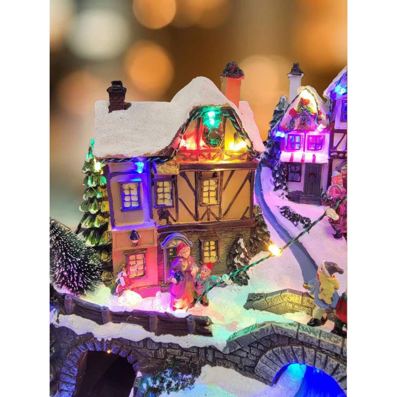 Wizardi 19.75" Christmas Village Winter Scene with Train