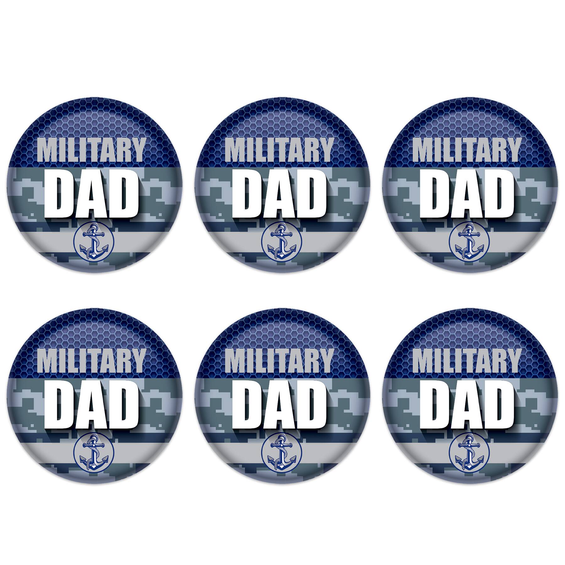 Beistle 2" Blue Camouflage Military Dad Buttons, 6ct.