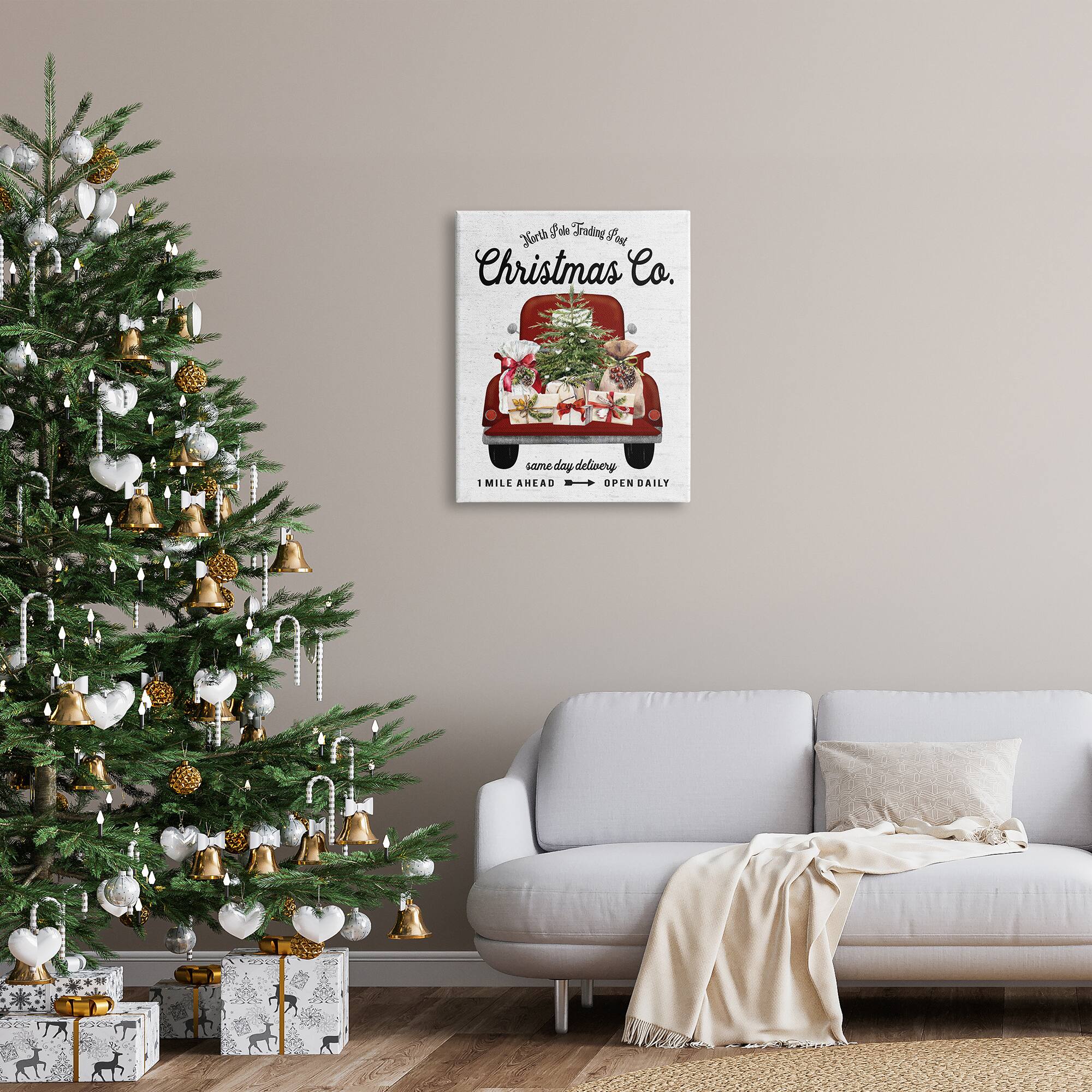 Stupell Industries North Pole Christmas Co. Sign Canvas Wall Art