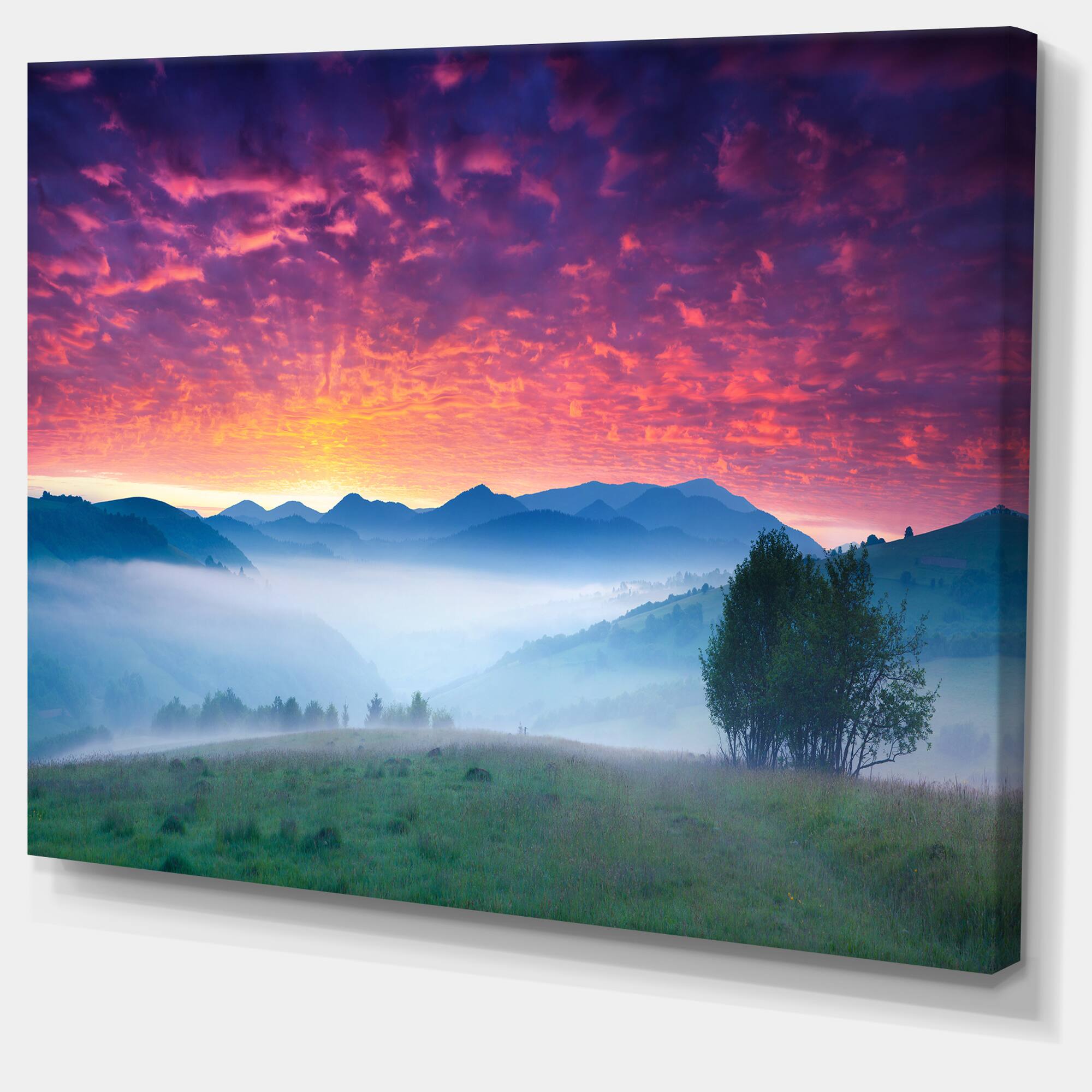 Designart - Blood Red Sky and Green Grass