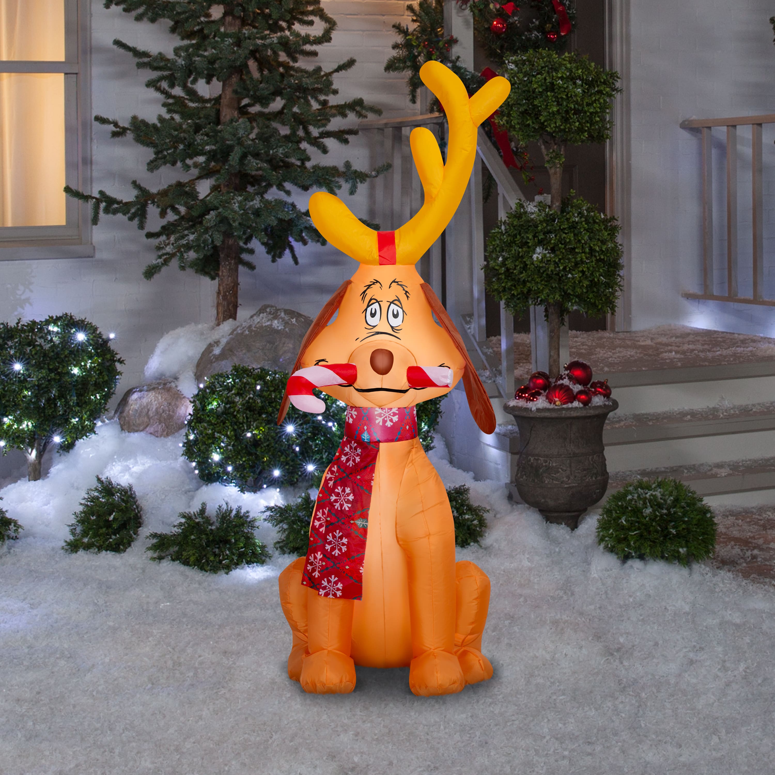 5ft. Airblown® Inflatable Dr. Seuss™ Max with Candy Cane Christmas Light Scene