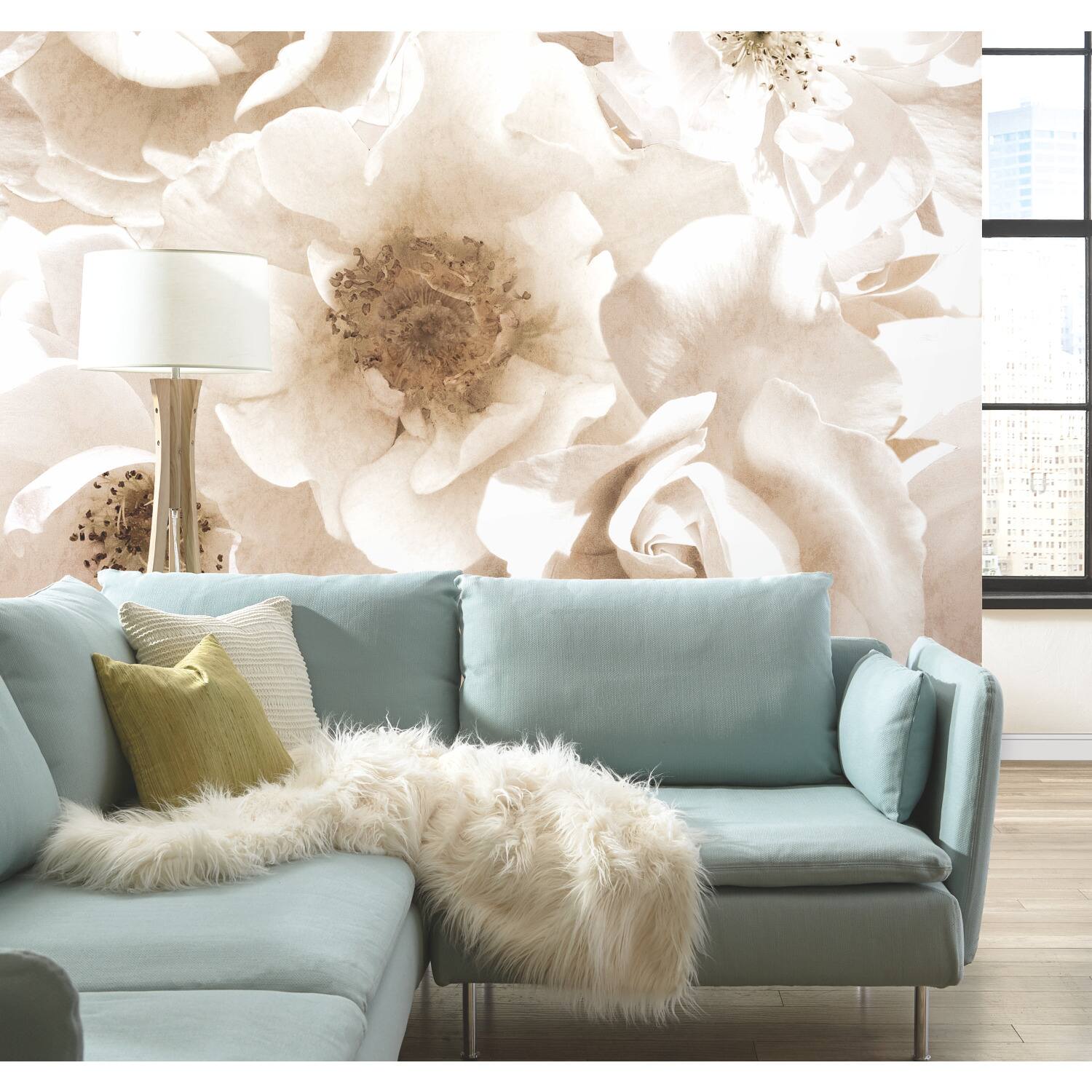 RoomMates Mr. Kate Creamy Floral Peel & Stick Wallpaper Mural