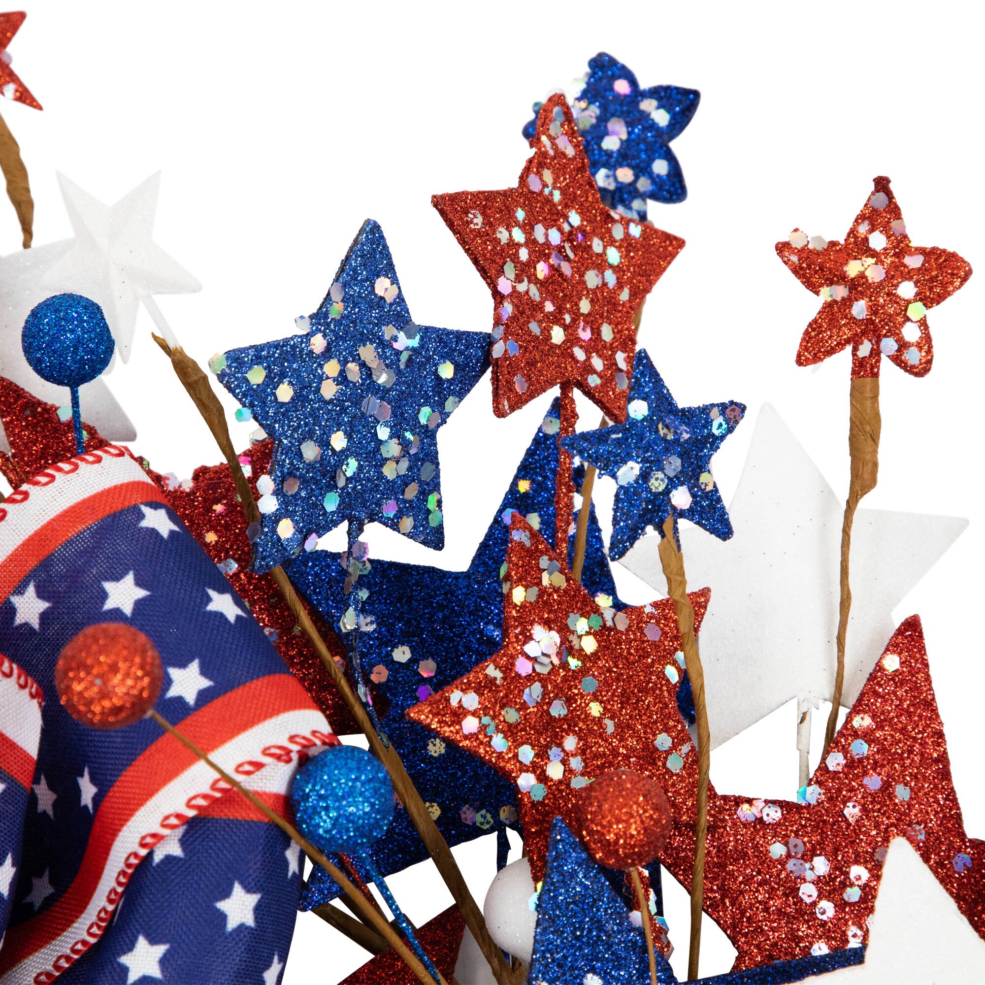 24" Stars & Stripes Glittered Patriotic Artificial Twig Wreath
