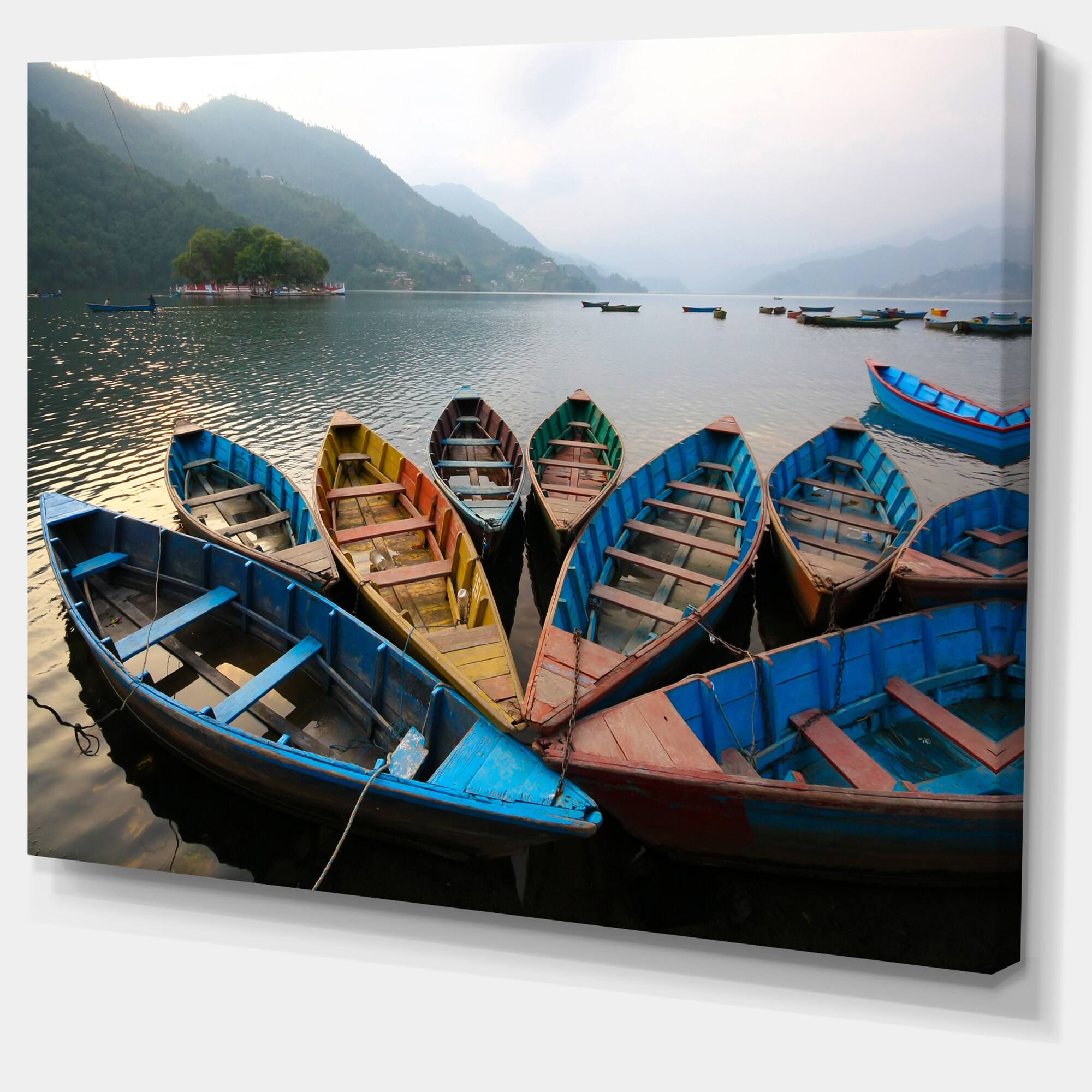 Designart - Beautiful Boats in Phewa Lake
