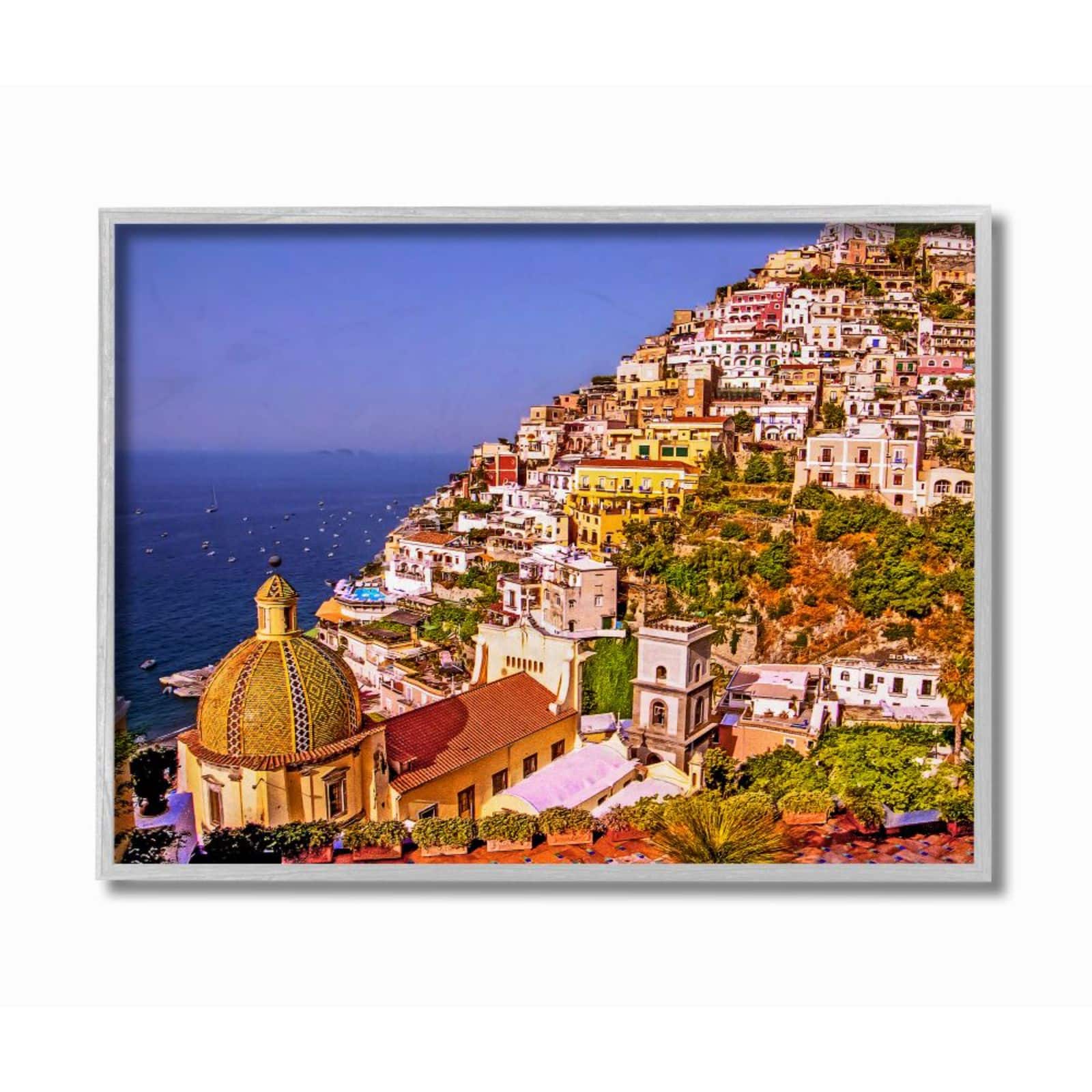 Stupell Industries Coast Town Ocean Landscape with Frame Wall Accent