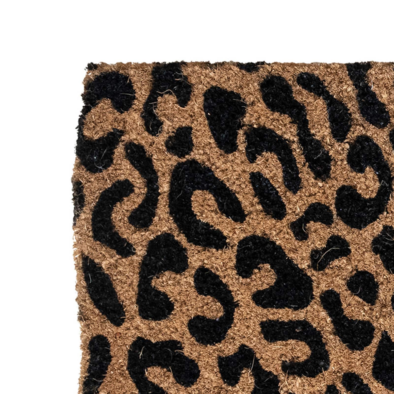 Hello Honey® 47" x 16" Natural Coir Double Doormat with Leopard Print