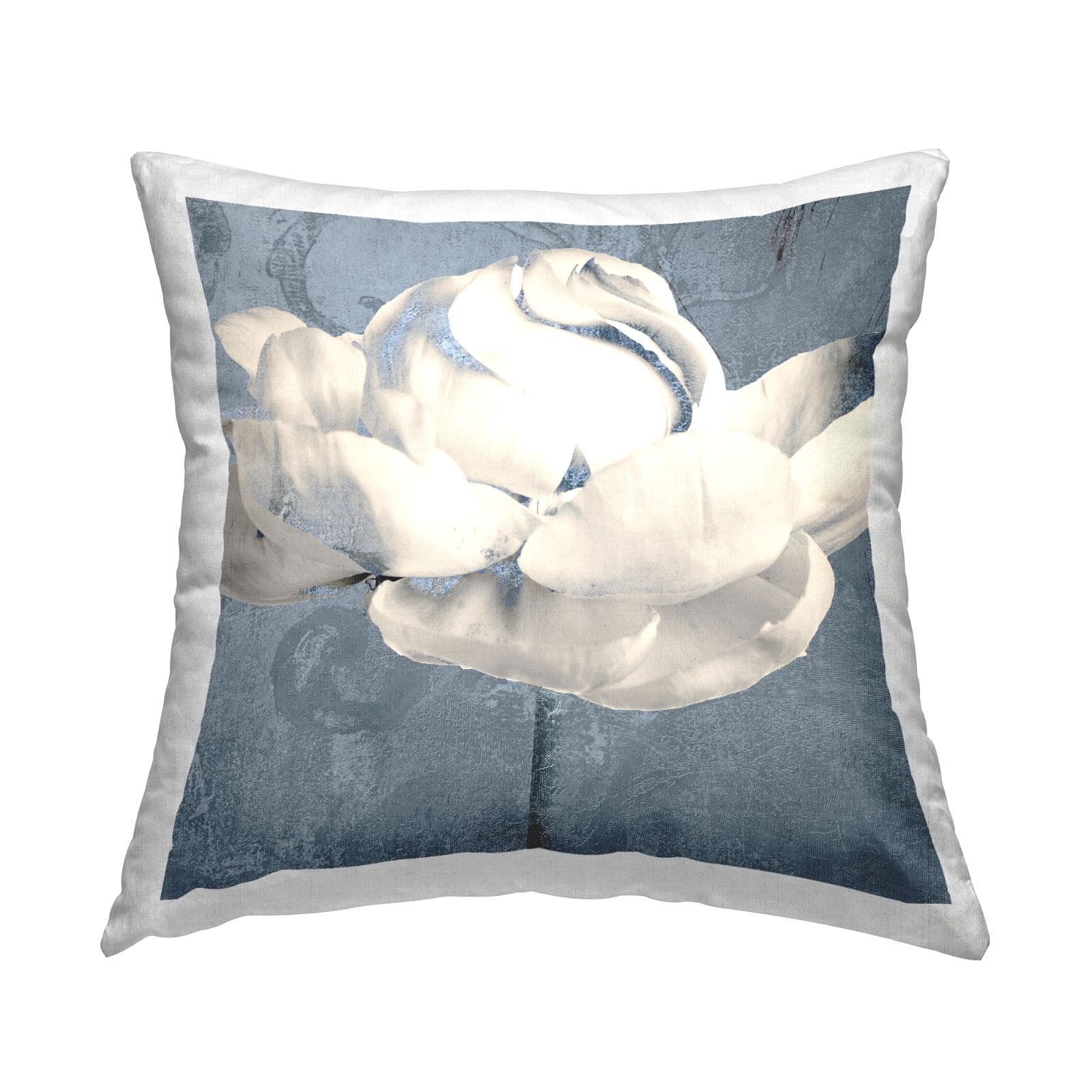 Stupell Industries Vintage Snowy Peony Bud Floral Petals Limestone Pattern Throw Pillow 18" x 18"