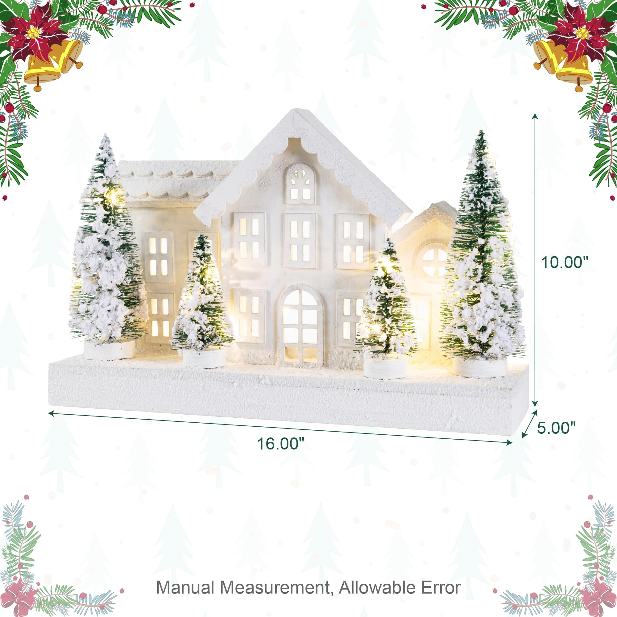 Glitzhome® Lighted Wooden Snowy Village Christmas Table Décor