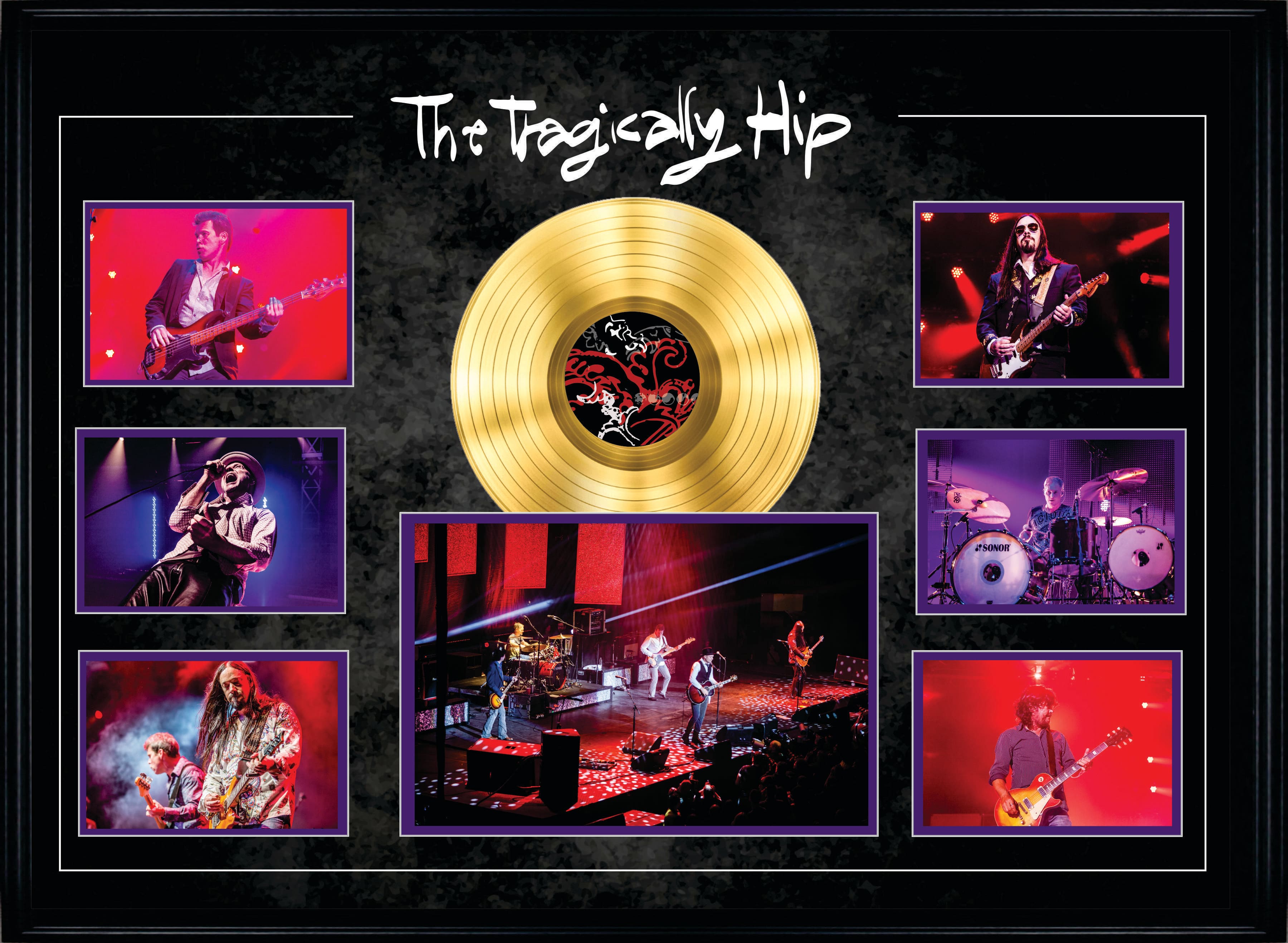 The Tragically Hip Framed Concert Collage with Gold LP 33.5" x 25.5"