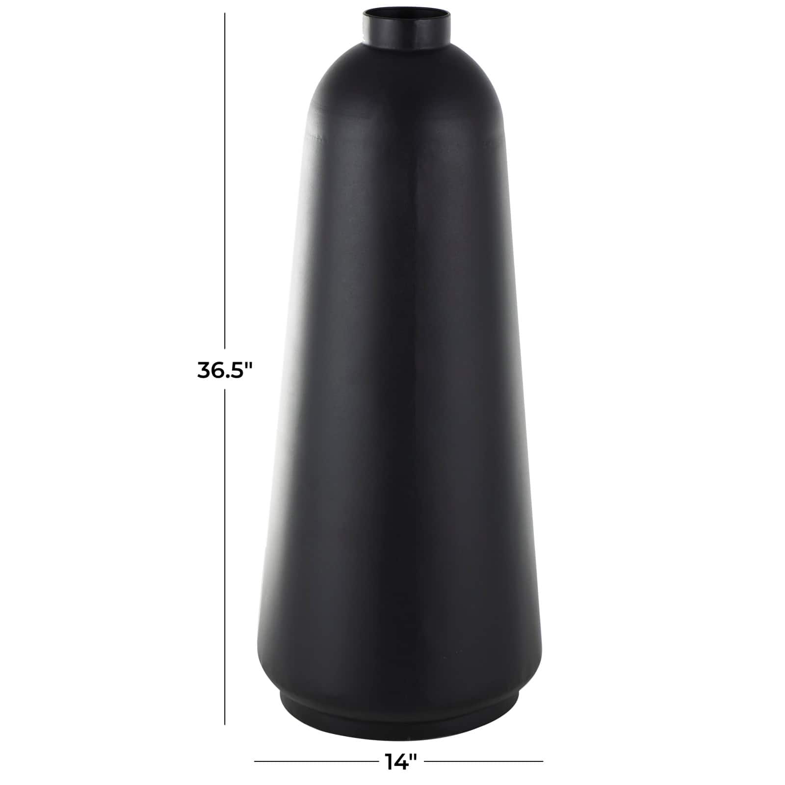 Black Metal Vase with Narrow Opening