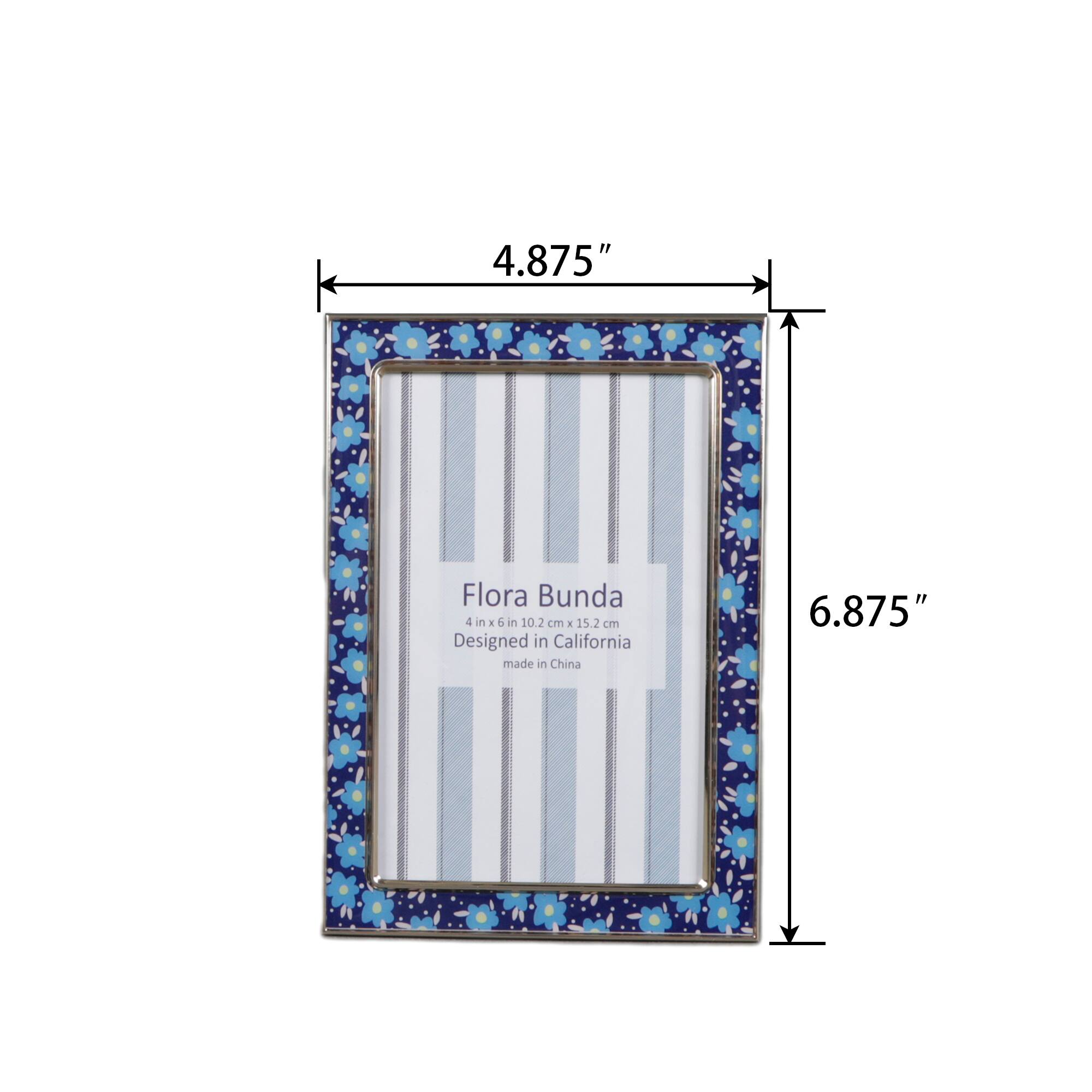Flora Bunda 4" x 6" Blue Floral Aluminum Picture Frame