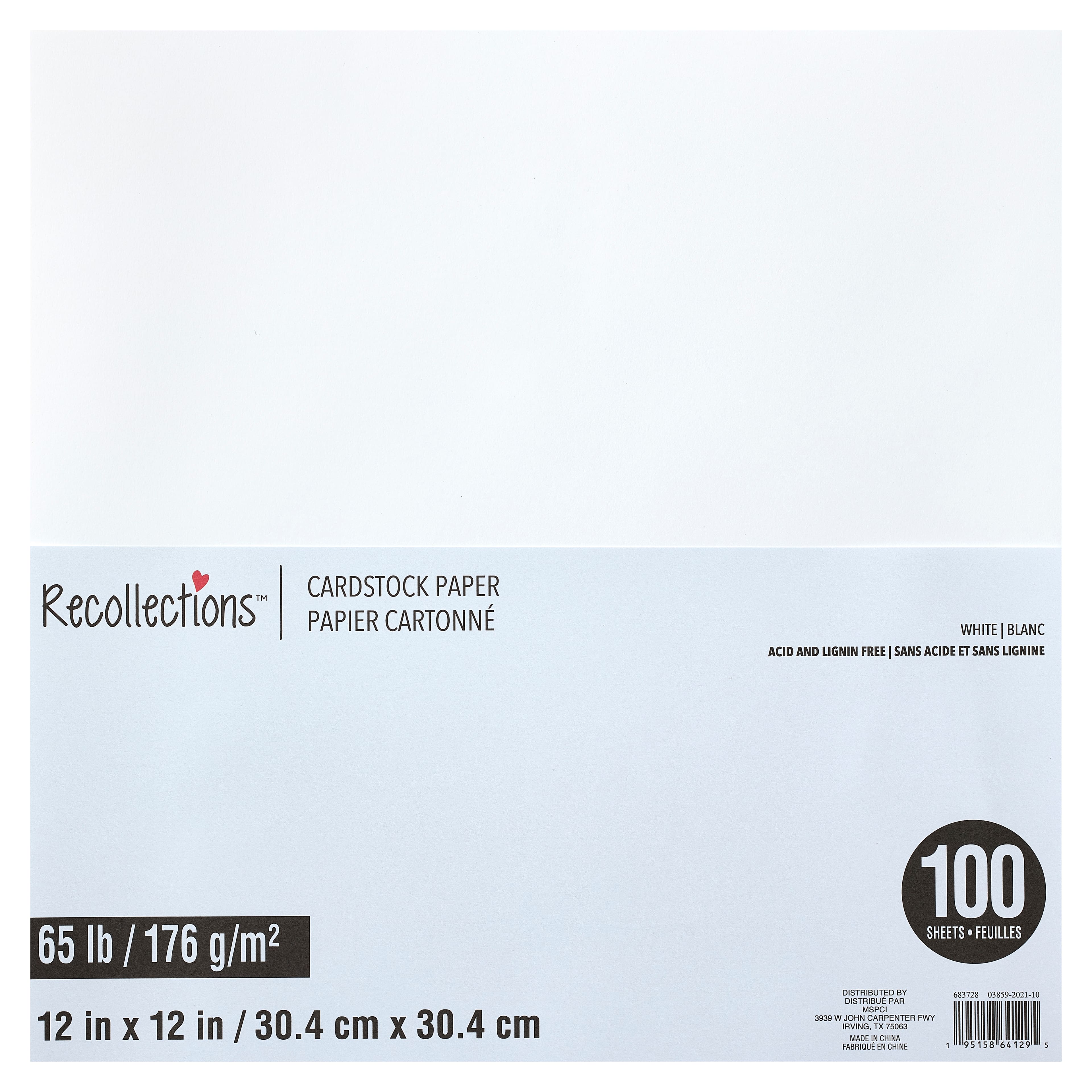 White 12" x 12" Cardstock Paper by Recollections™, 100 Sheets