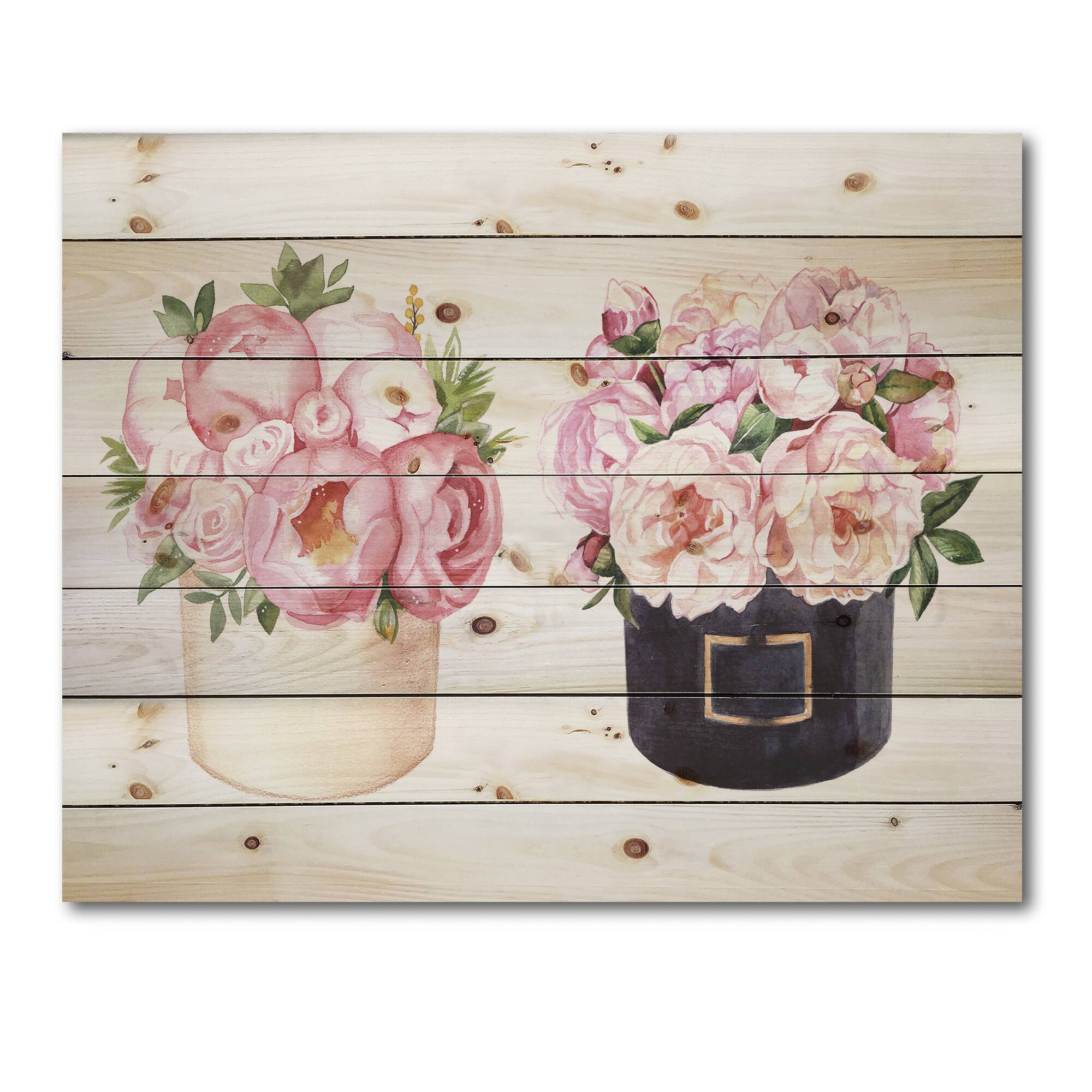 Designart - Flower Box With Peonies and Rose