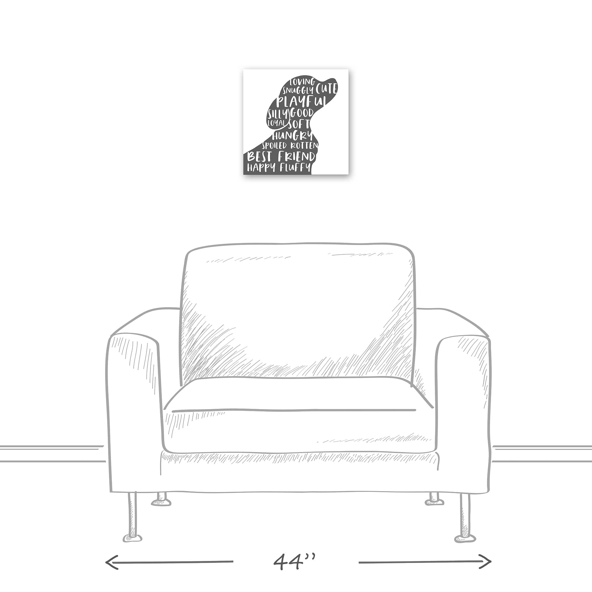 Playful Dog Silhouette Canvas Wall Art
