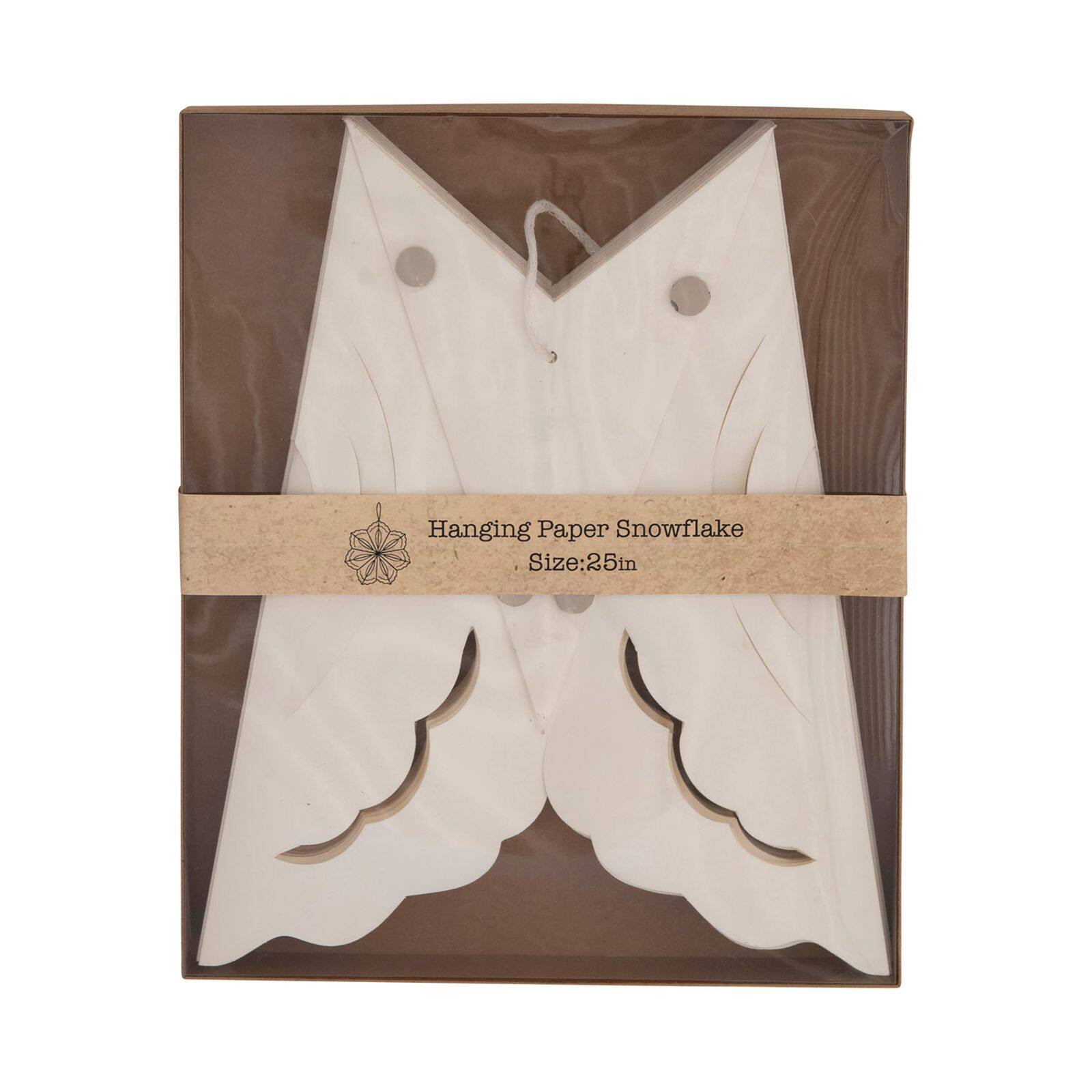 Hello Honey® 25" White Hanging Snowflake Paper Ornament