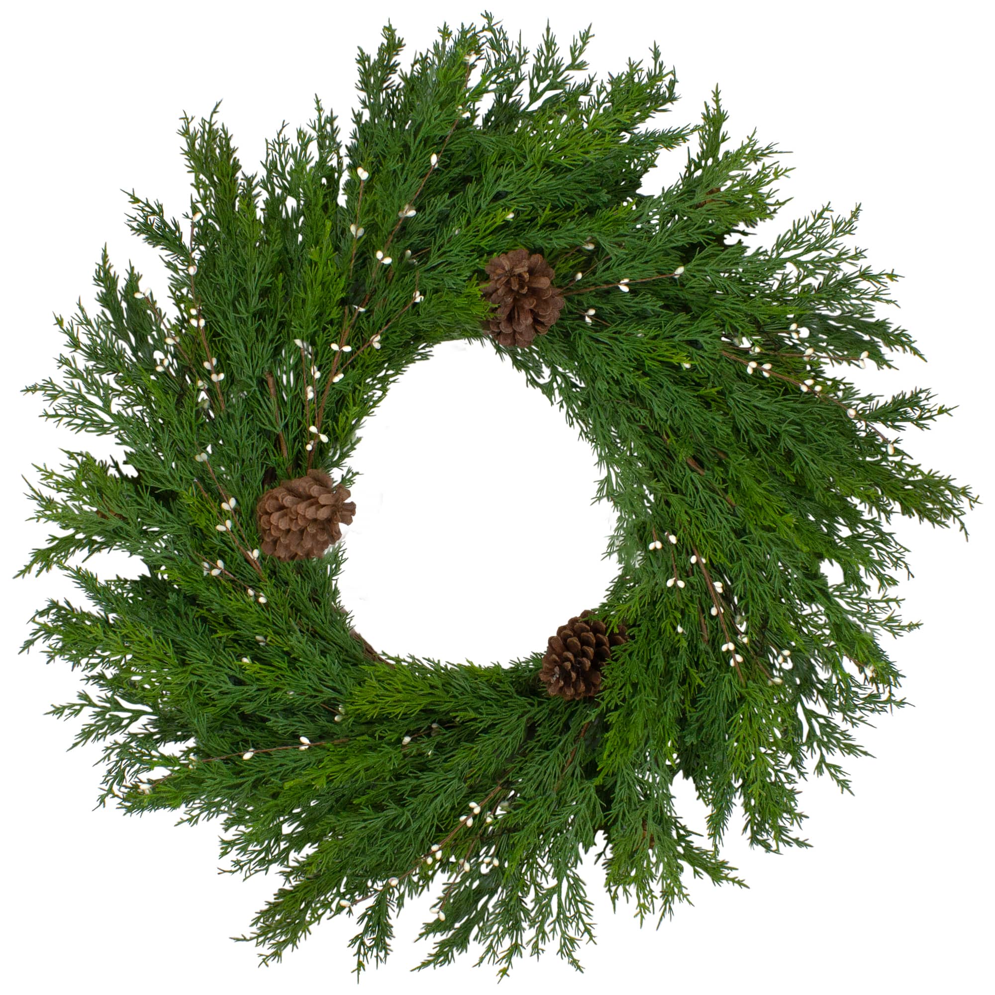 32" Real Touch™ Cedar, Pinecone & White Berry Wreath