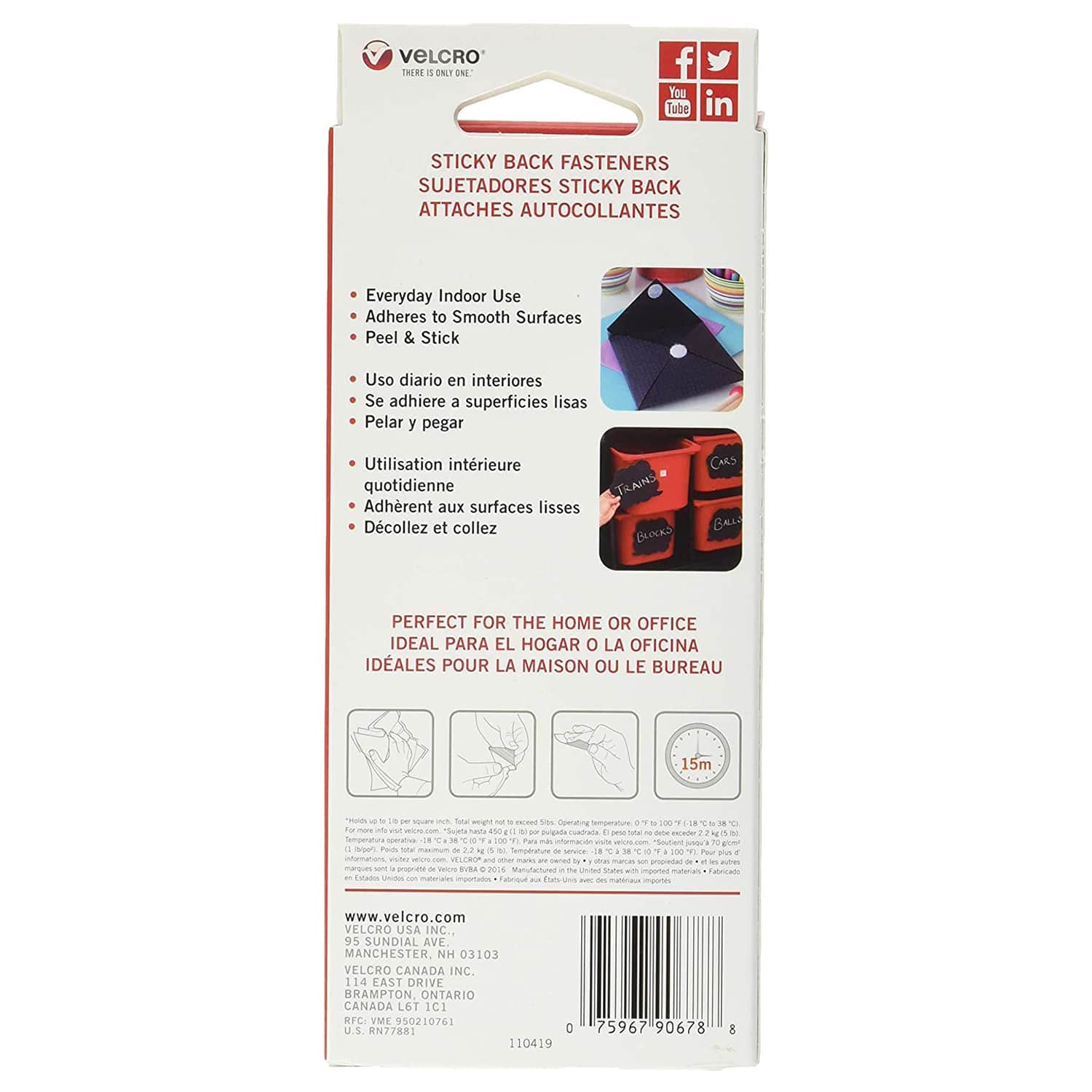 Attache autocollante ruban de marque VELCRO, 1,5 m