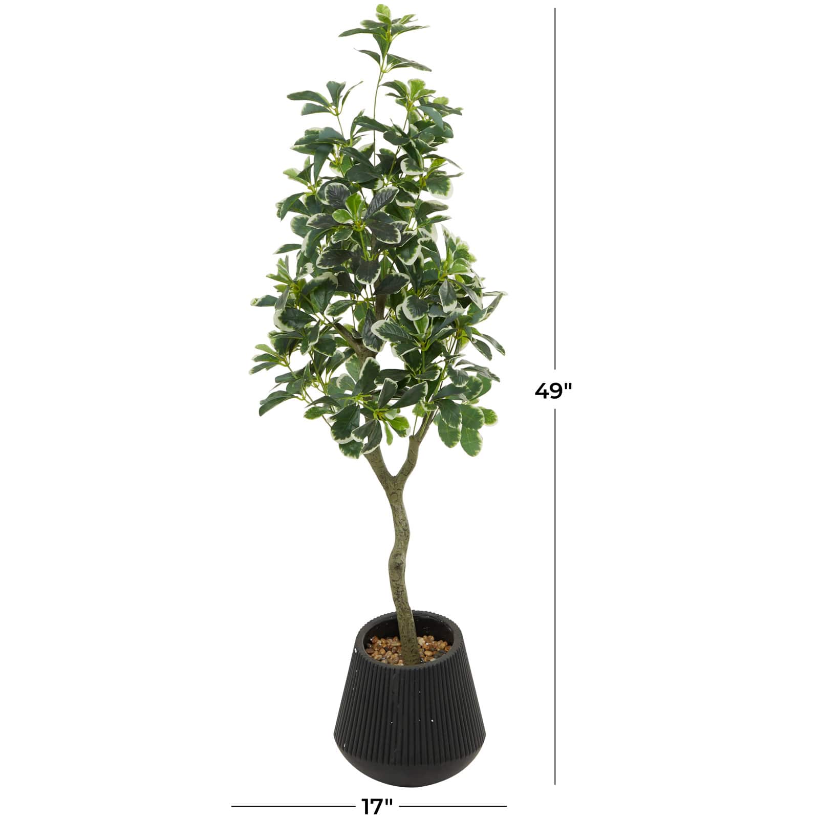 49" Green Faux Foliage Eucalyptus Artificial Tree With Black Porcelain Pot
