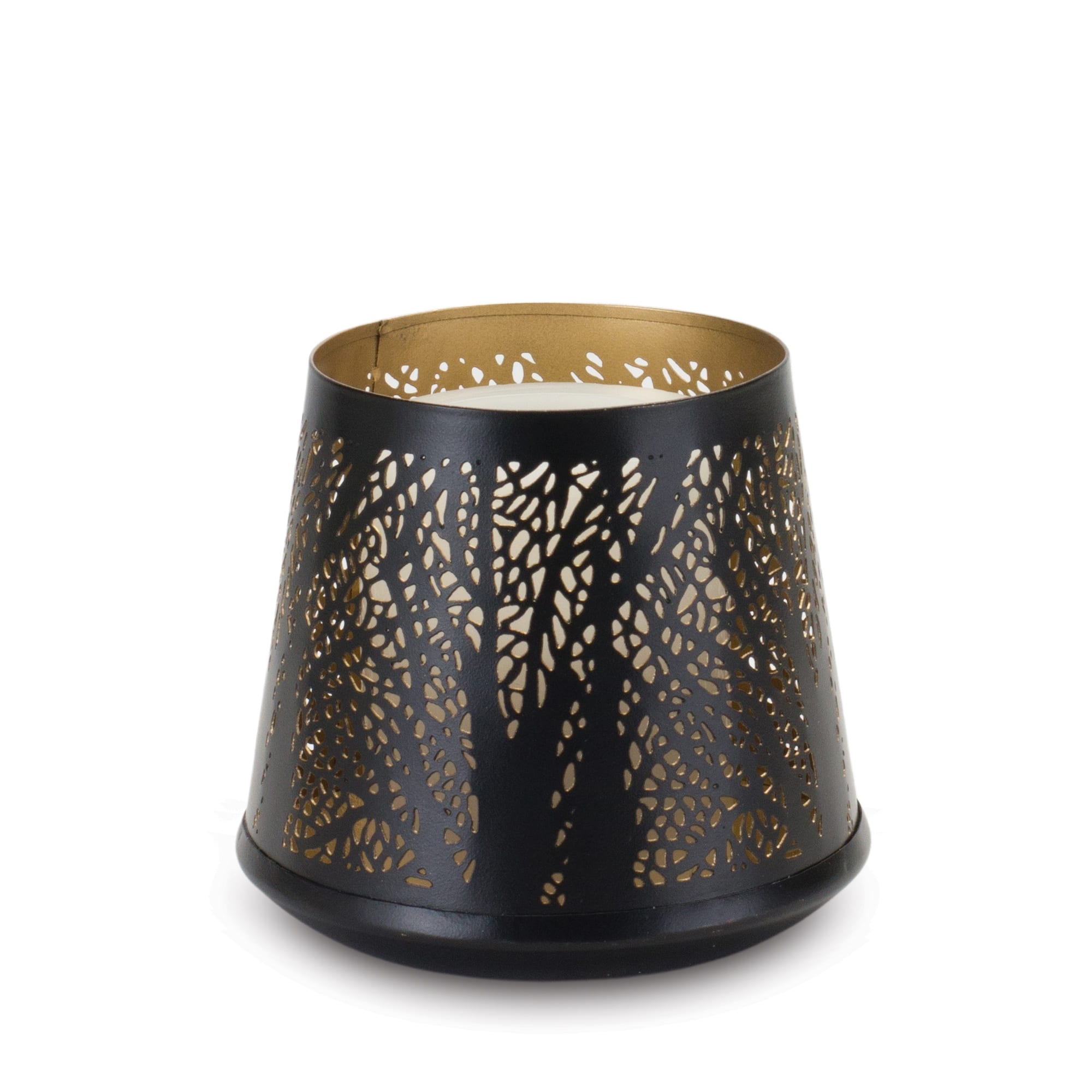 Black Tapered Punched Metal Candle Holder Set, 5" & 6"