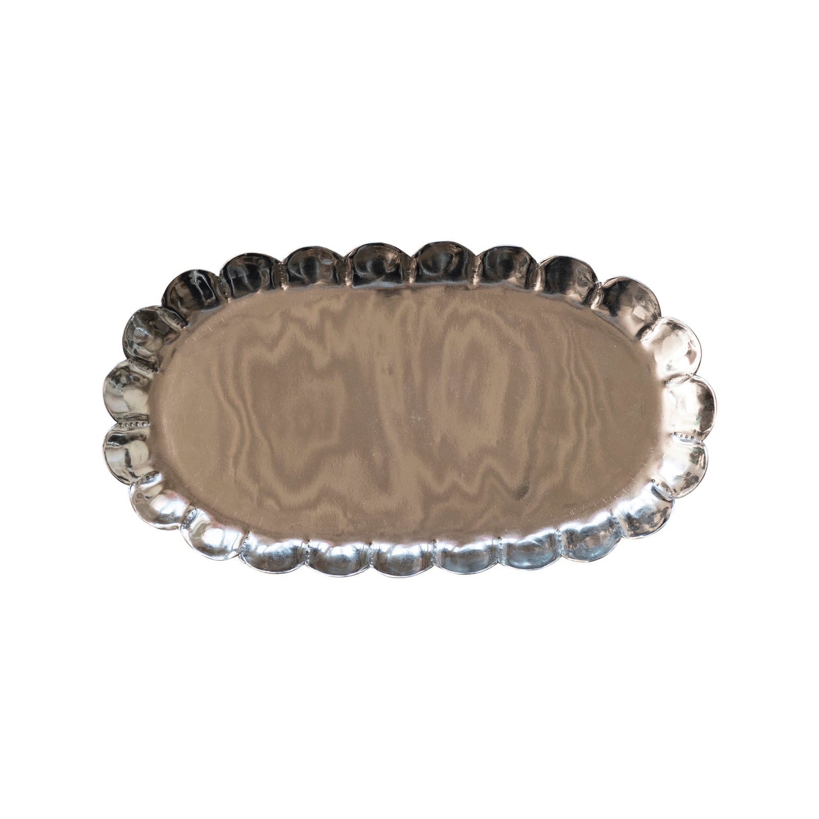 Hello Honey® 12" Silver Finish Decorative Metal Scalloped Tray