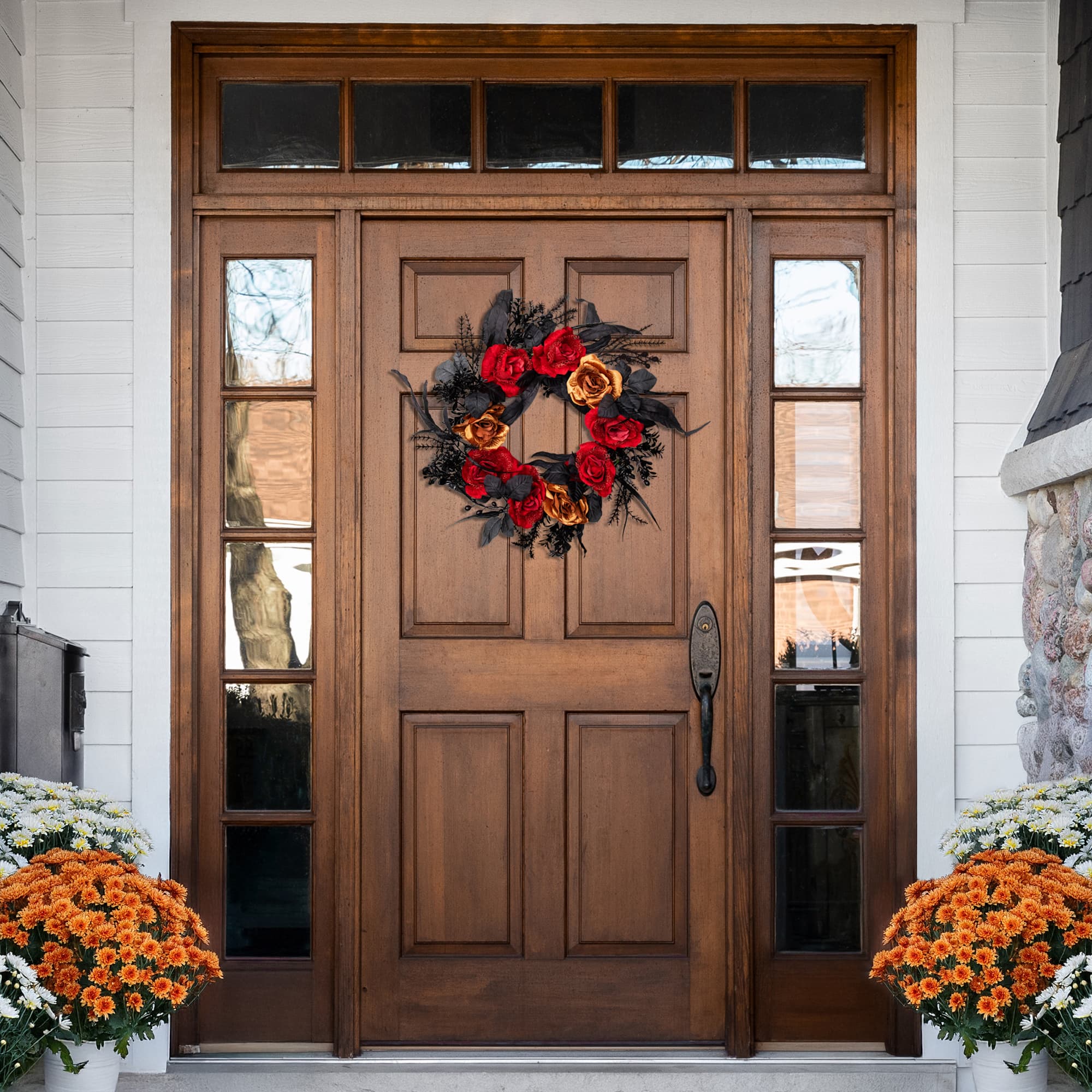 24" Unlit Autumn Harvest Mixed Pine, Berry & Nut Thanksgiving Fall Wreath
