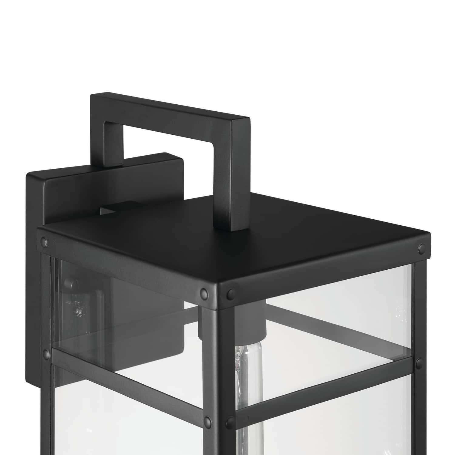 Hello Honey® Blake Black Modern Metal & Clear Glass Paneled Wall Mounted Outdoor Light