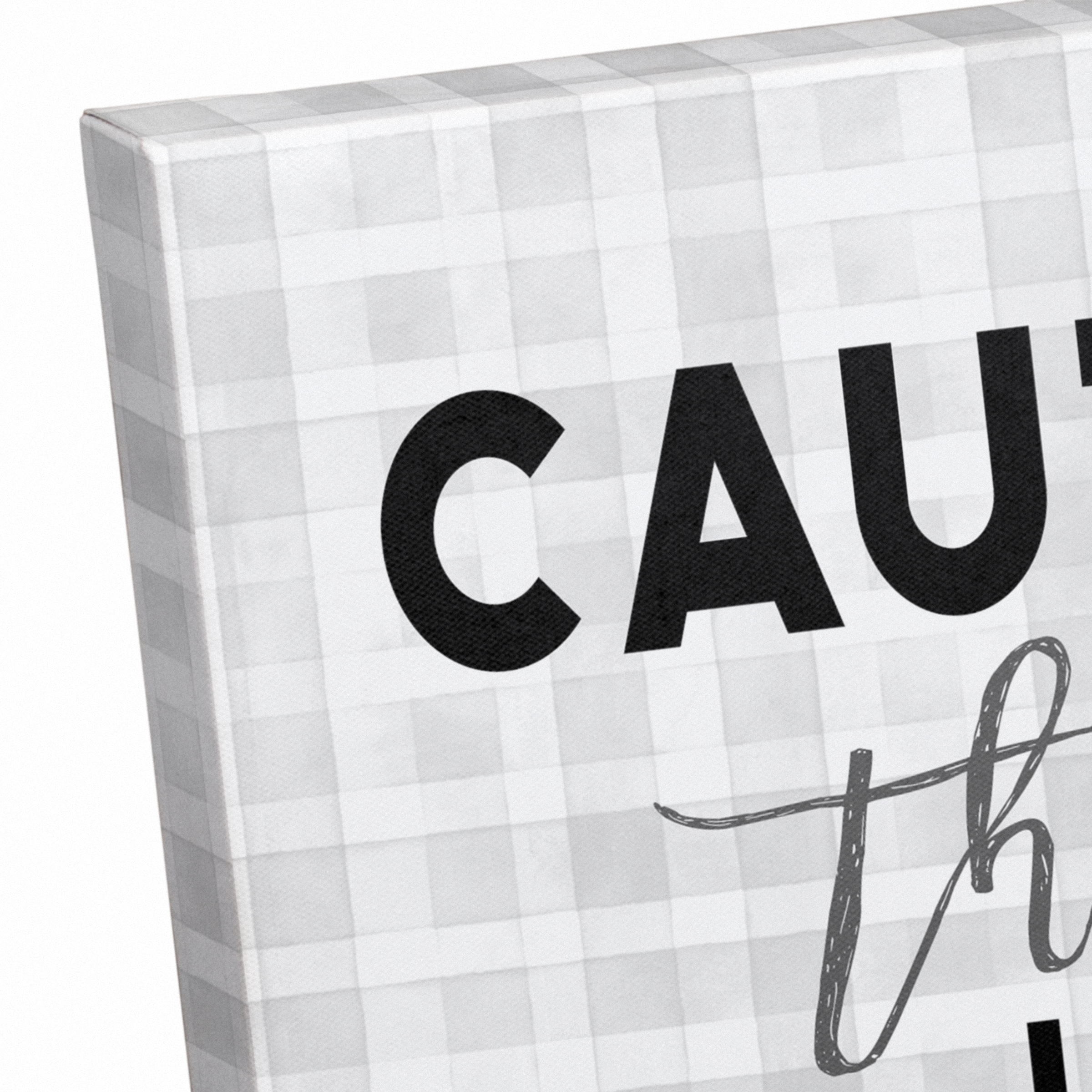 Caution Dog Kisses Canvas Wall Art