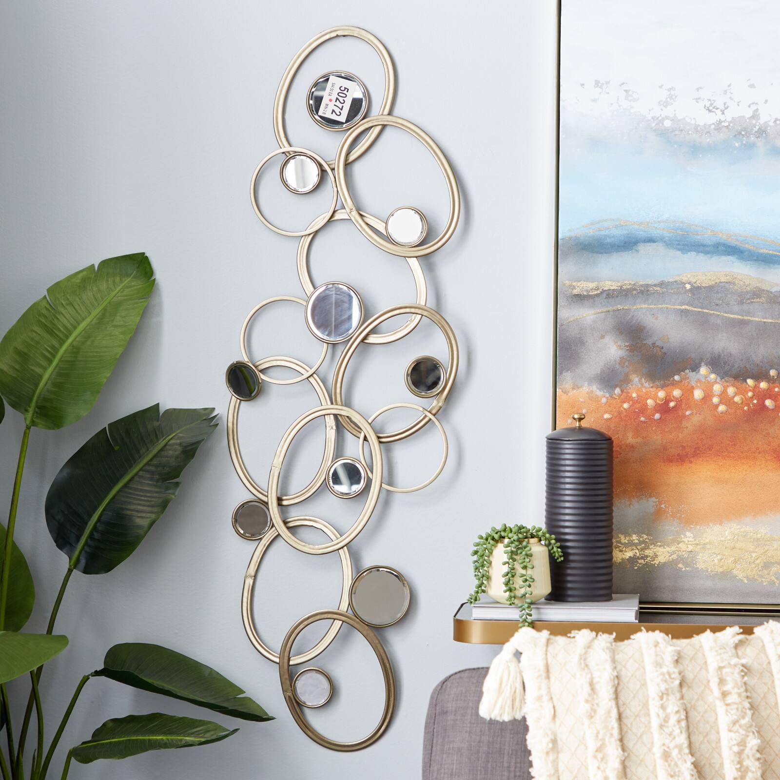 52" Gold Glam Abstract Metal Wall Décor
