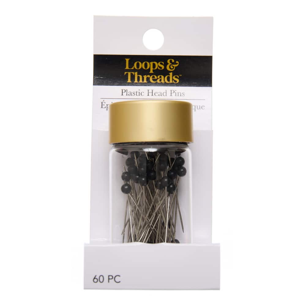 Black Plastic Head Pins, 60ct. by Loops & Threads®