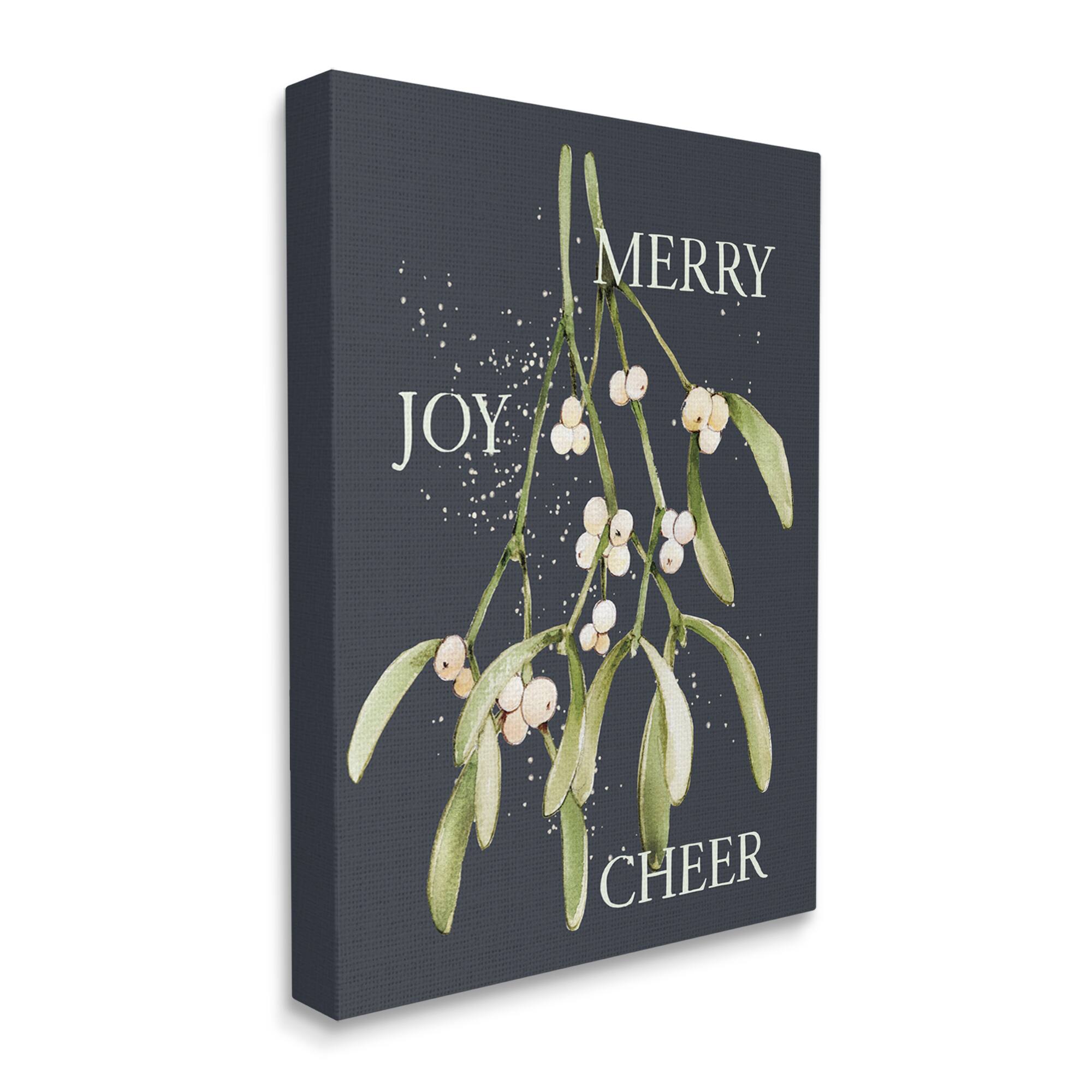 Stupell Industries Merry Joy Cheer Holly Berries Canvas Wall Art