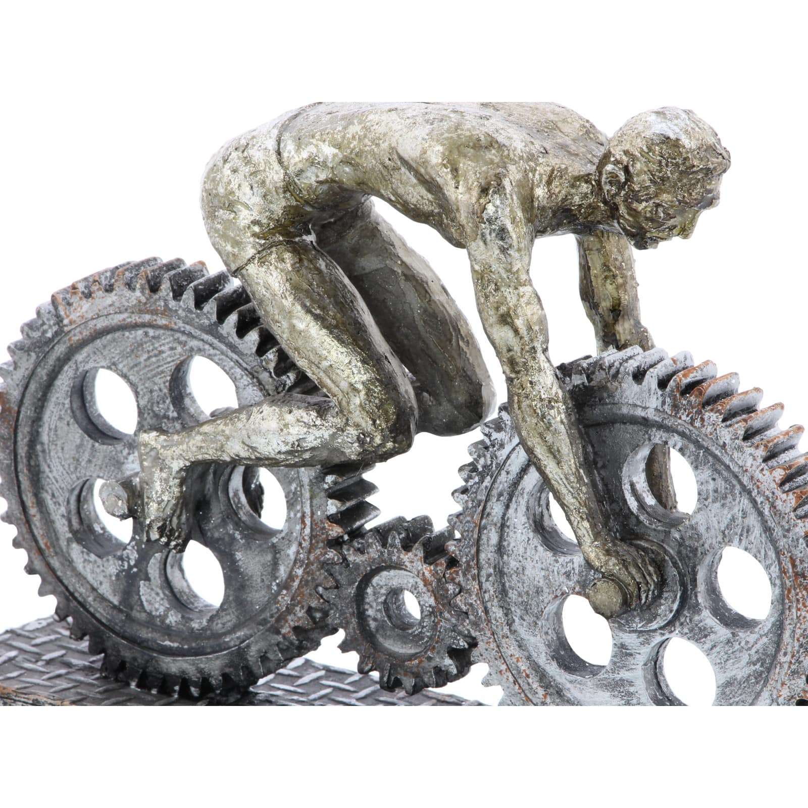 10" Silver Polystone Industrial Bicycle  Sculpture