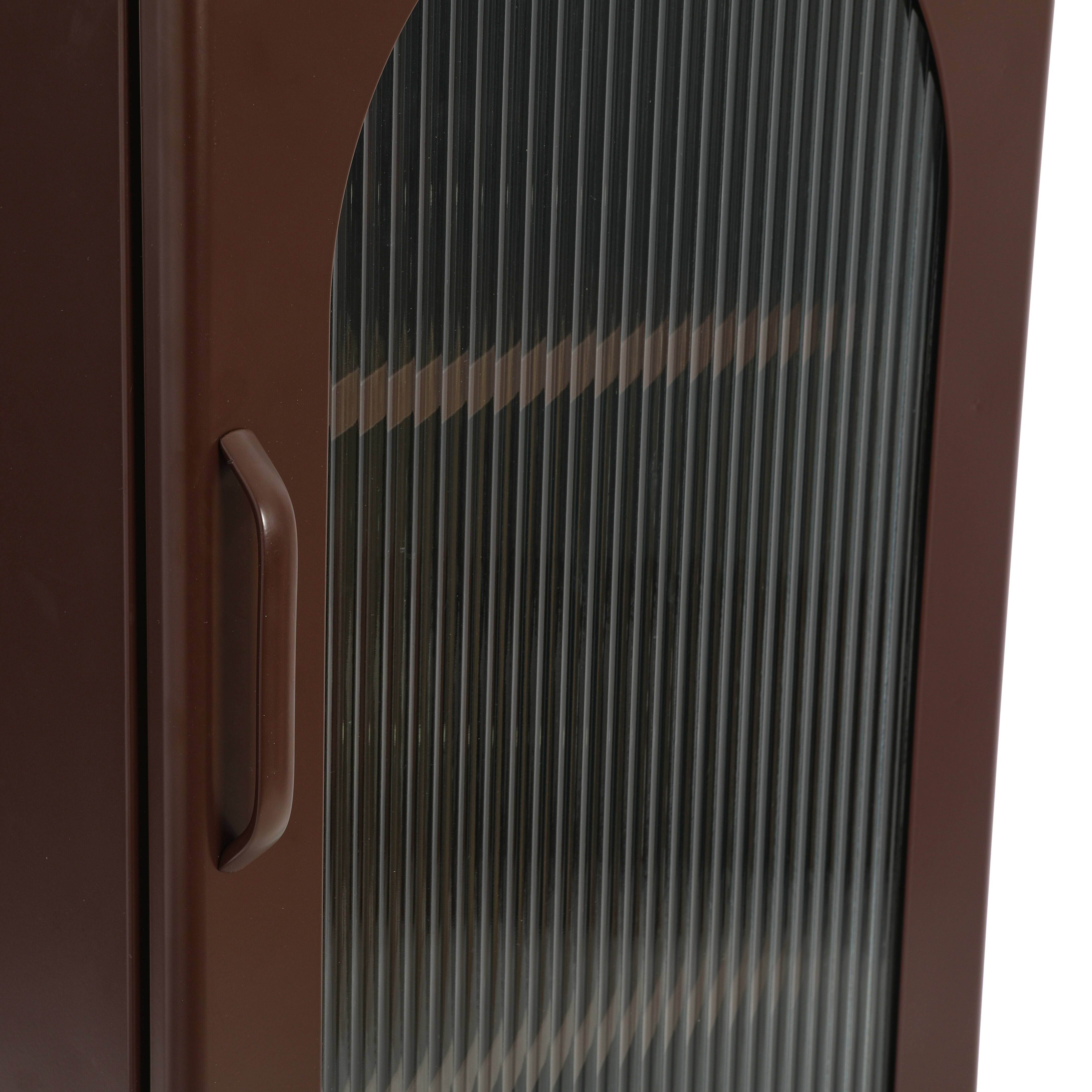 Hello Honey® 40" Solstice Narrow Metal Accent Cabinet with Adjustable Storage Shelves and Arched Glass Door