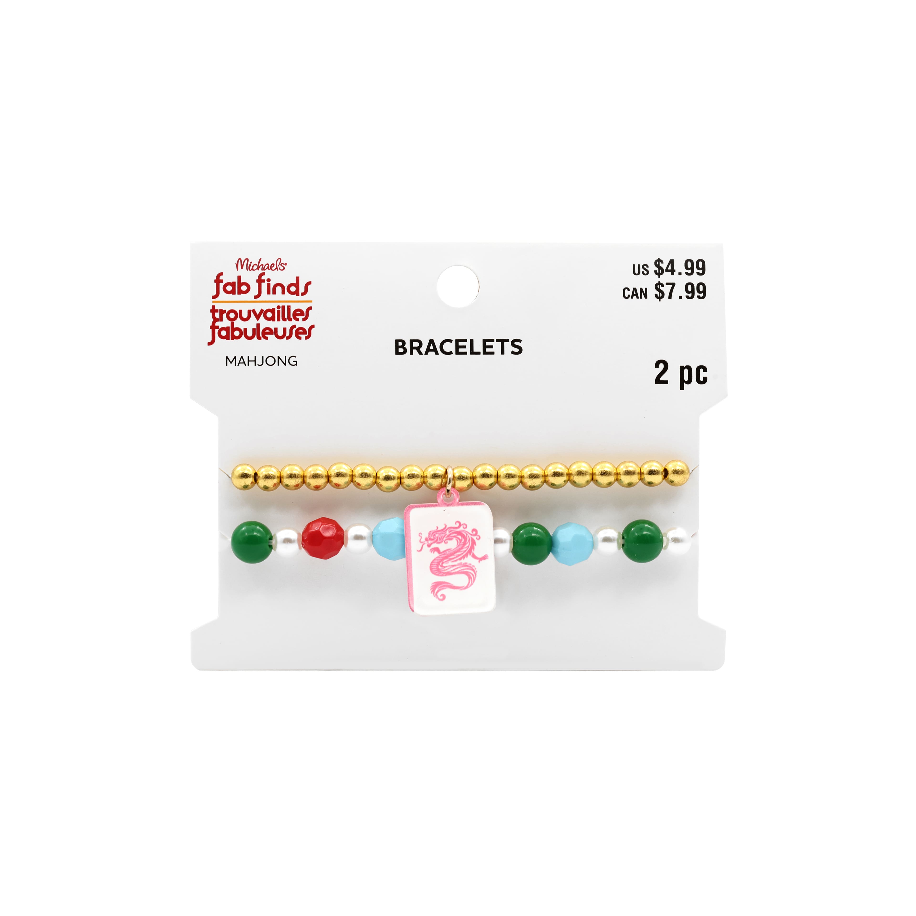 Mahjong Green & Pink Bracelets by Fab Finds