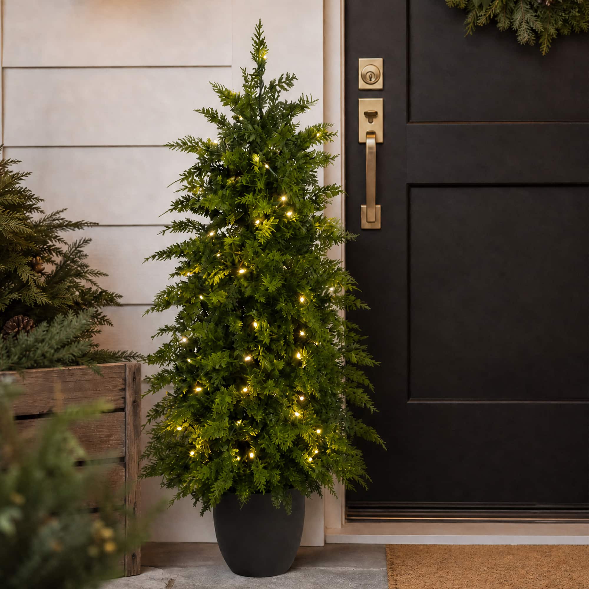 Glitzhome® 3ft. Pre-Lit Cedar Artificial Christmas Porch Tree