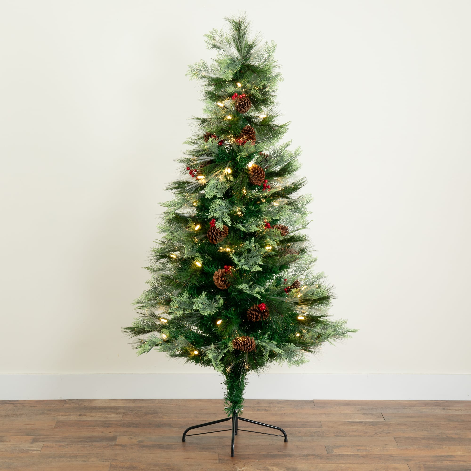 6ft. Fiber Optic Warm White LED Lights Artificial Christmas Tree