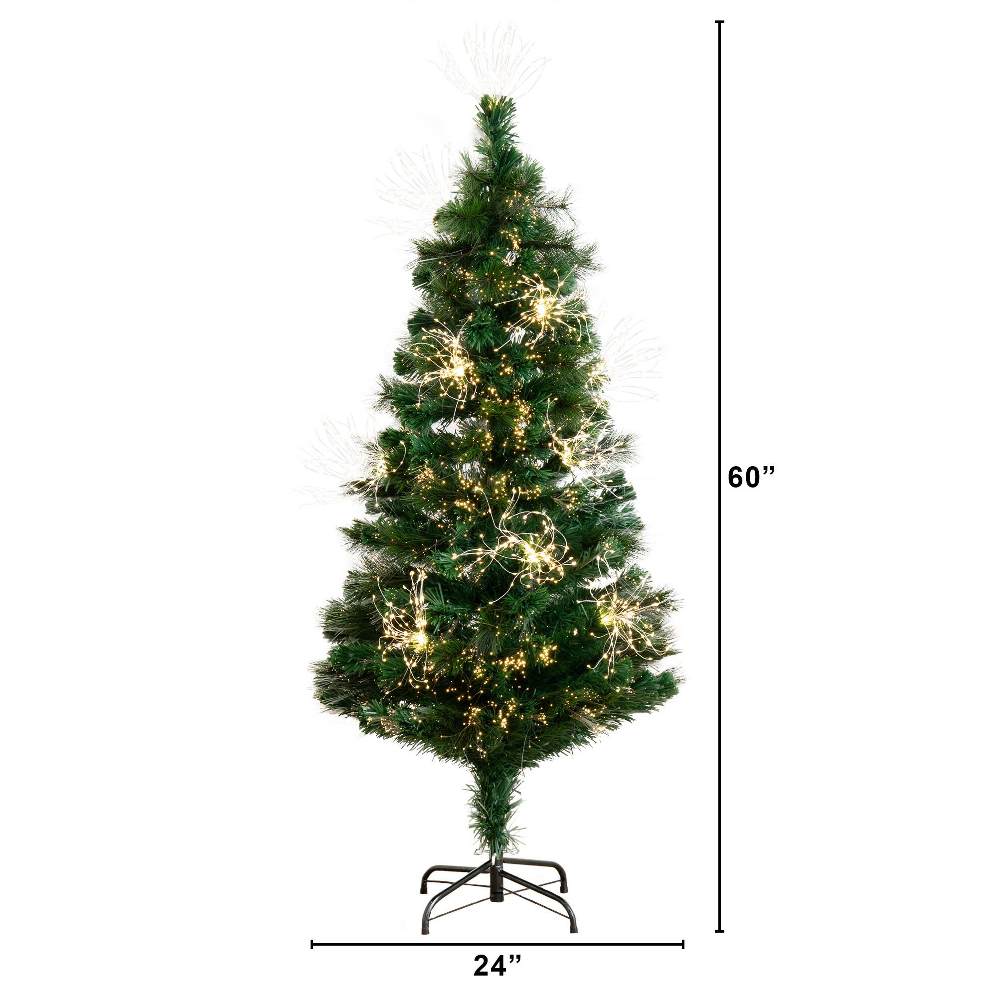 5ft. Fiber Optic Warm White LED Lights Pine Artificial Christmas Tree