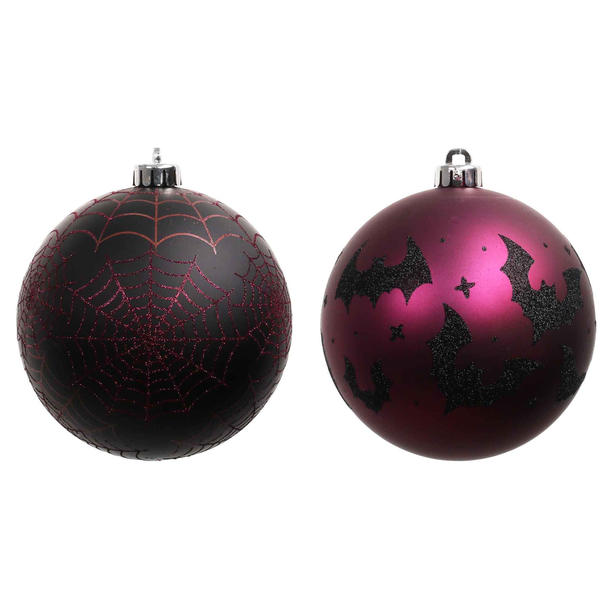 2 Pack 6" Black & Purple Glitter Shatterproof Ball Ornaments by Ashland®