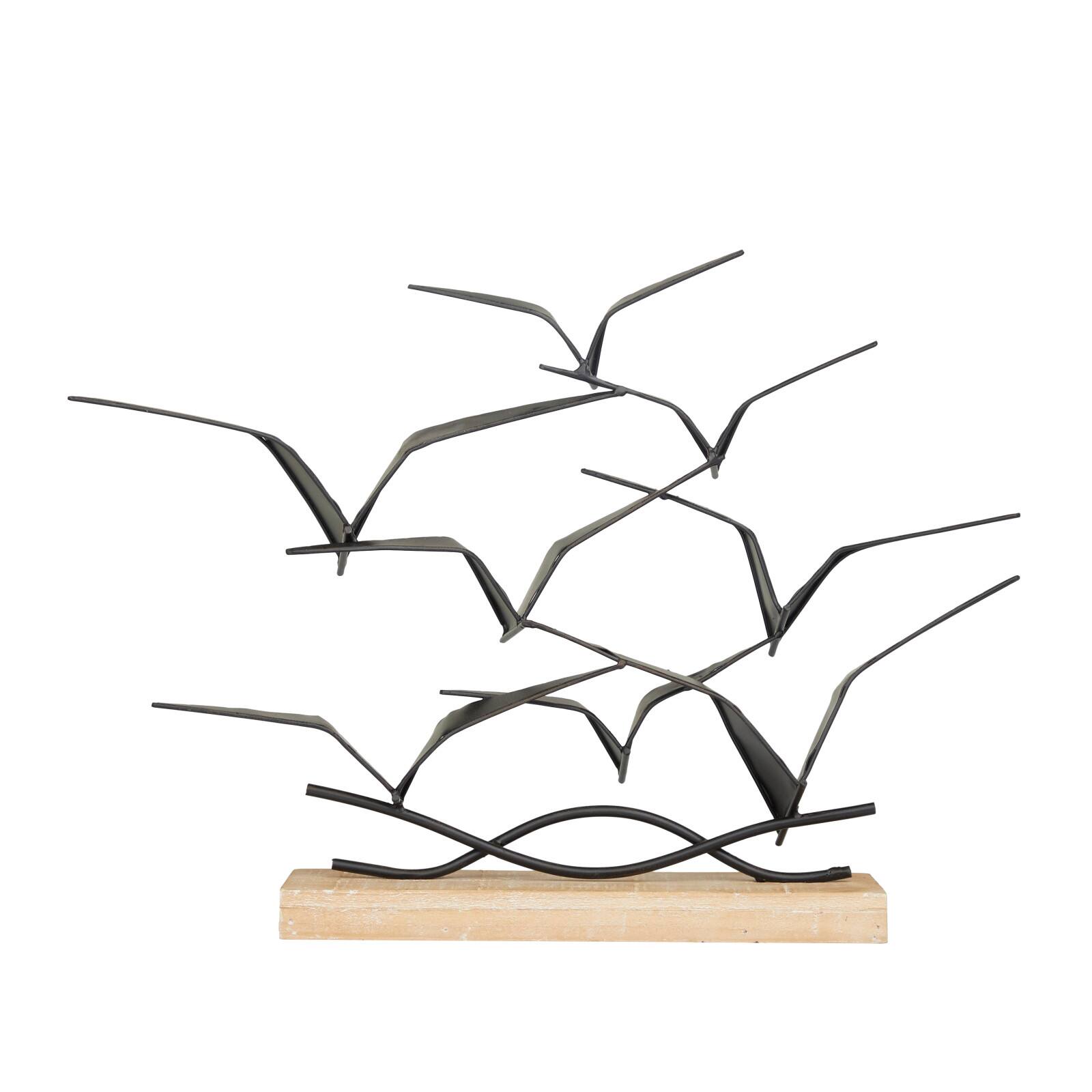 Black Metal Coastal Birds Sculpture, 14" x 19" x 4"