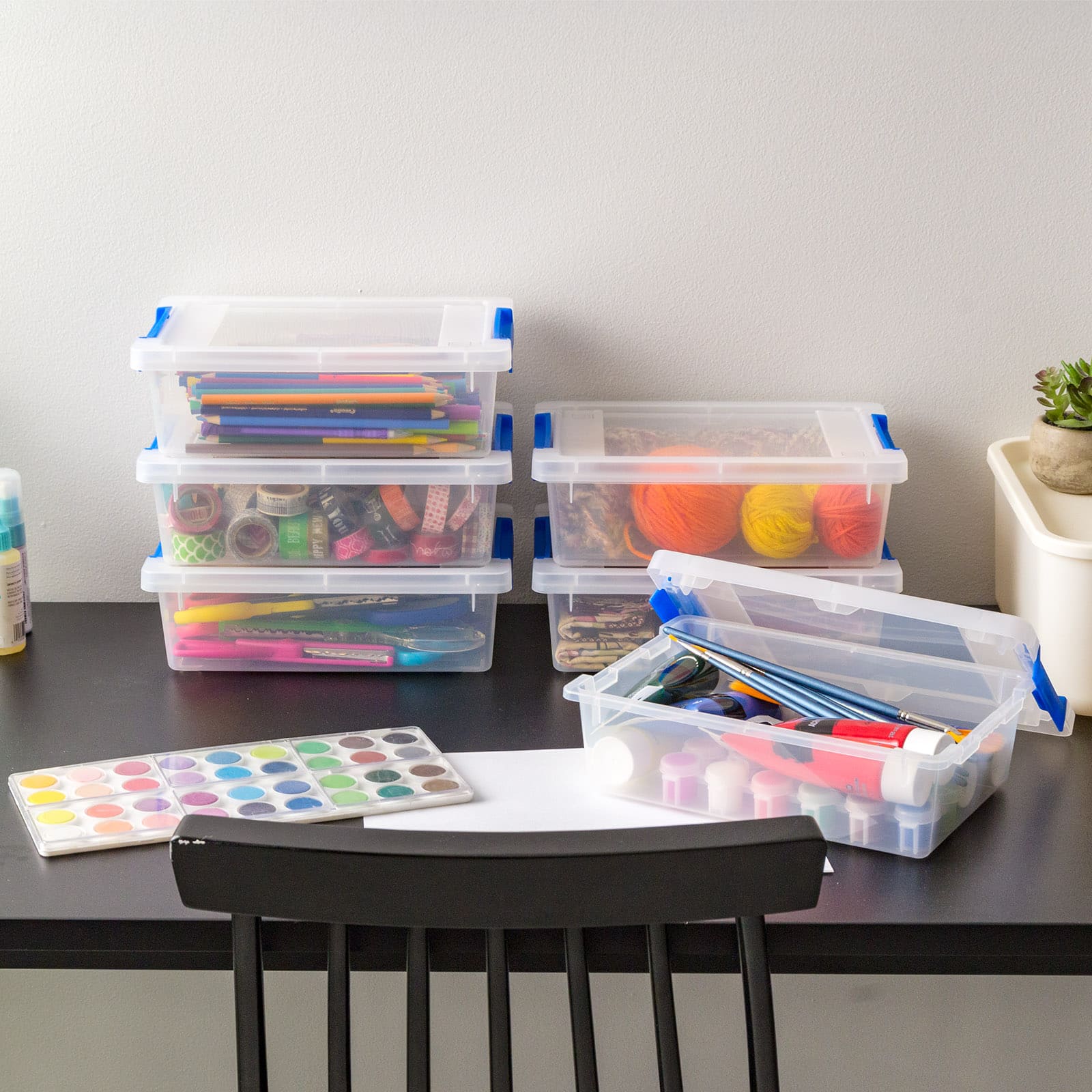 Iris® 2.4 qt. Clear Latching Storage Totes, Set of 6