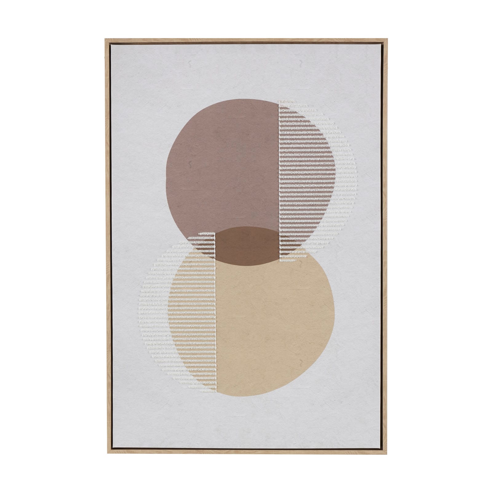 25" x 37" Wooden Geometric Circle Wall Art with White Fabric Detailing