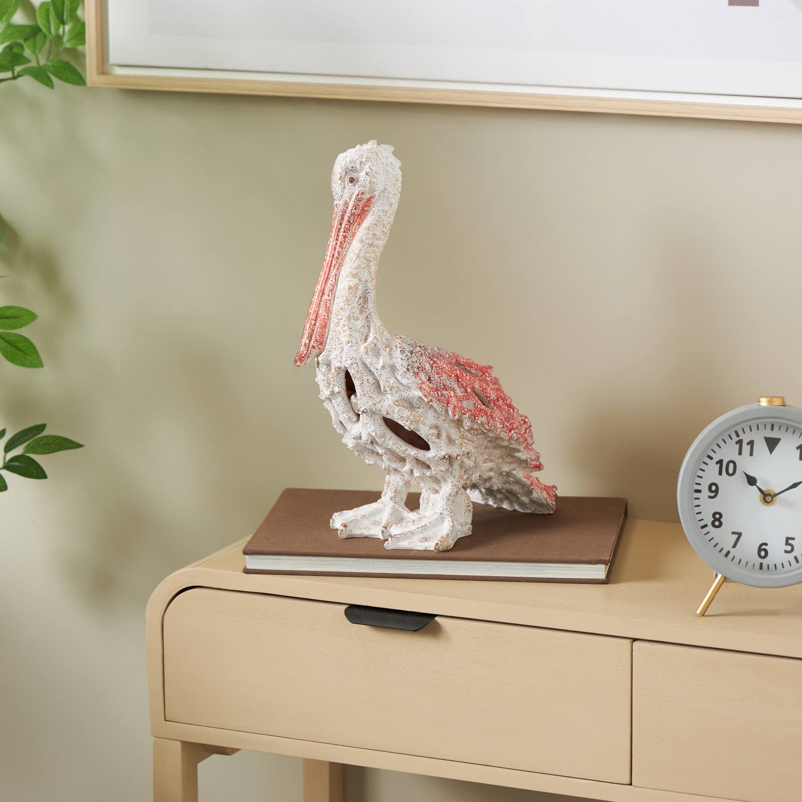 13.5" Textured Polystone Pelican Sculpture