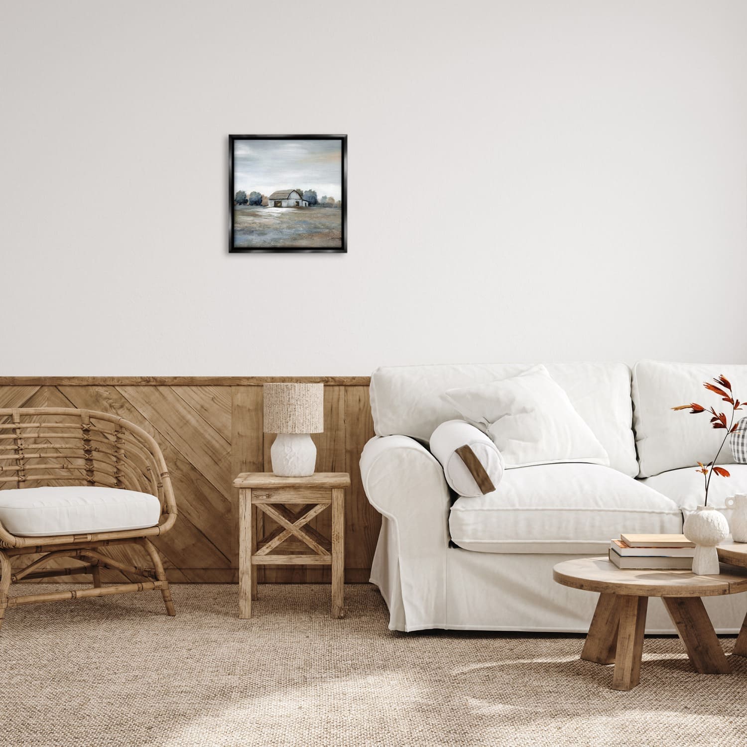 Stupell Industries Countryside Barn Neutral Tones Floater Framed Art