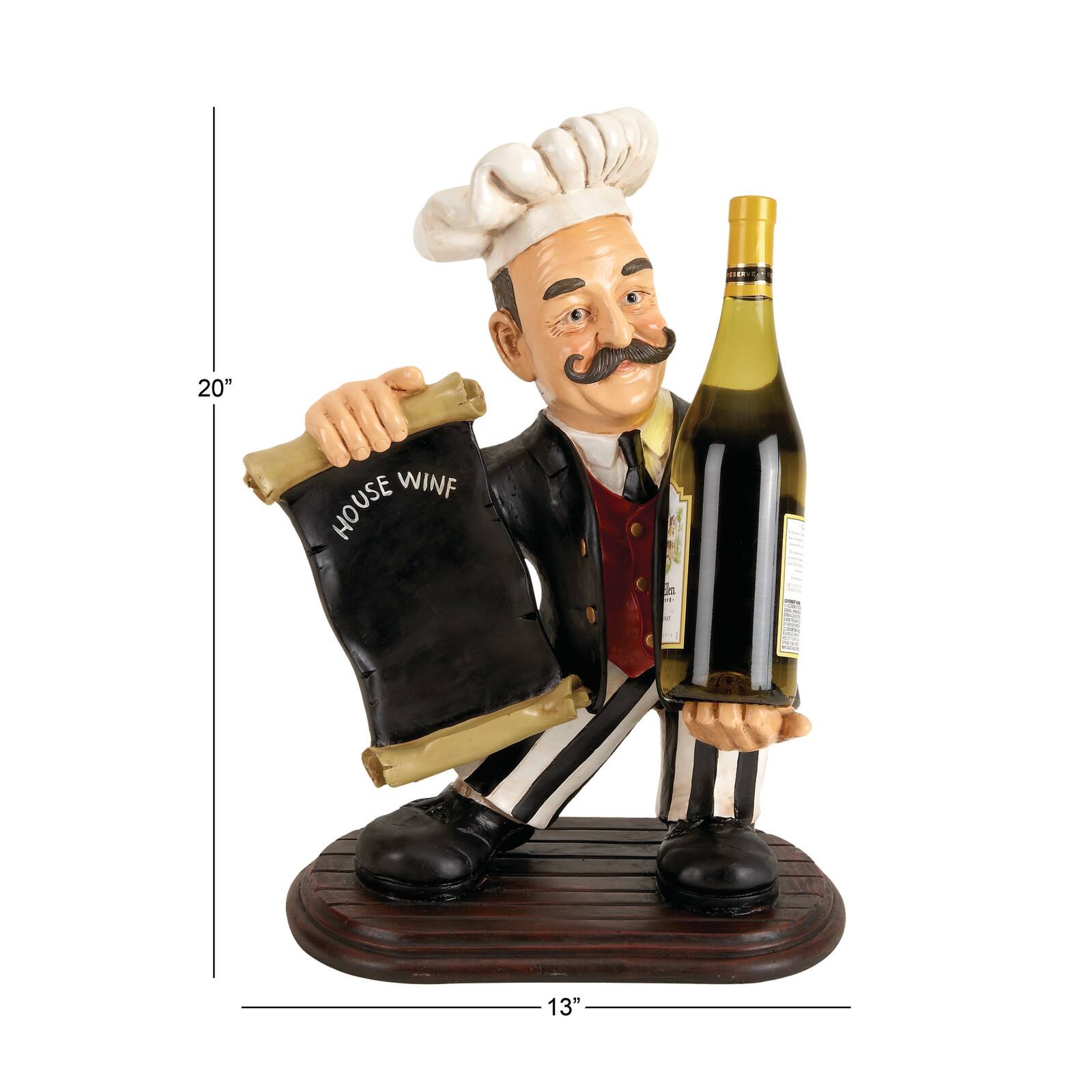 20" Black Polystone Traditional Decorative Chalkboard Sign with Wine Holder