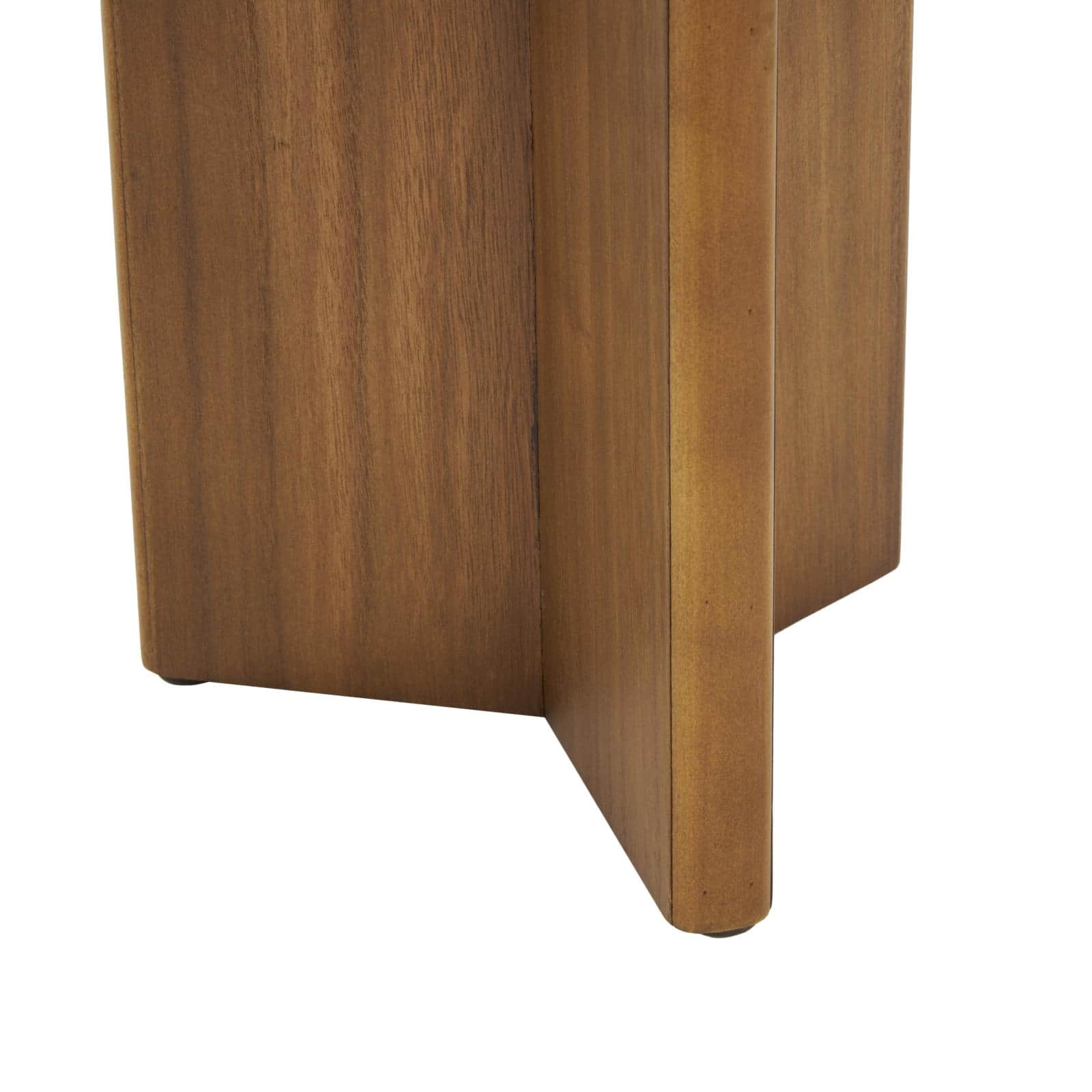 Brown Pedestal Side End Accent Table Set