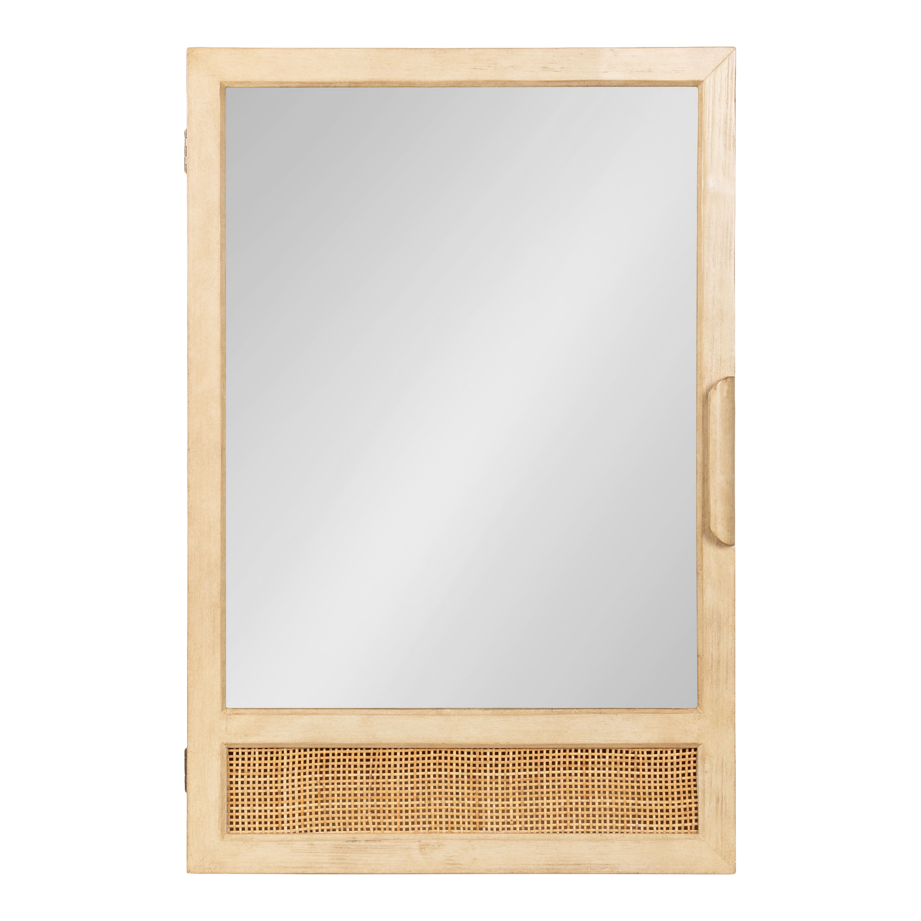 Kate and Laurel Ori Rattan & Wood Mirror Vanity Cabinet