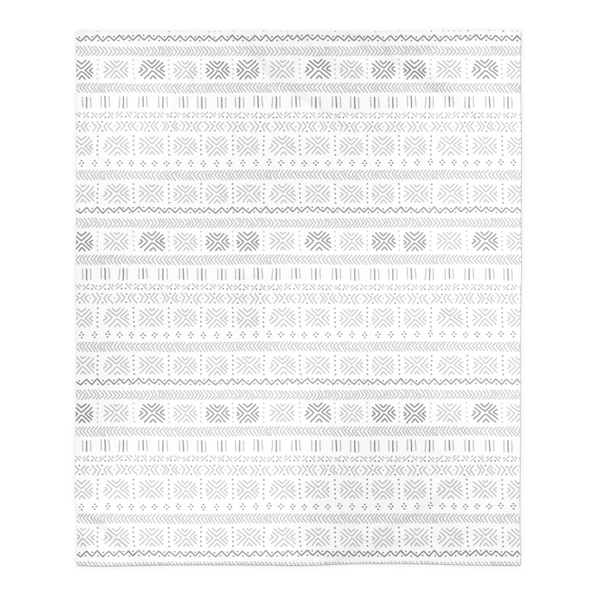 Gray Mudcloth Sherpa Fleece Blanket