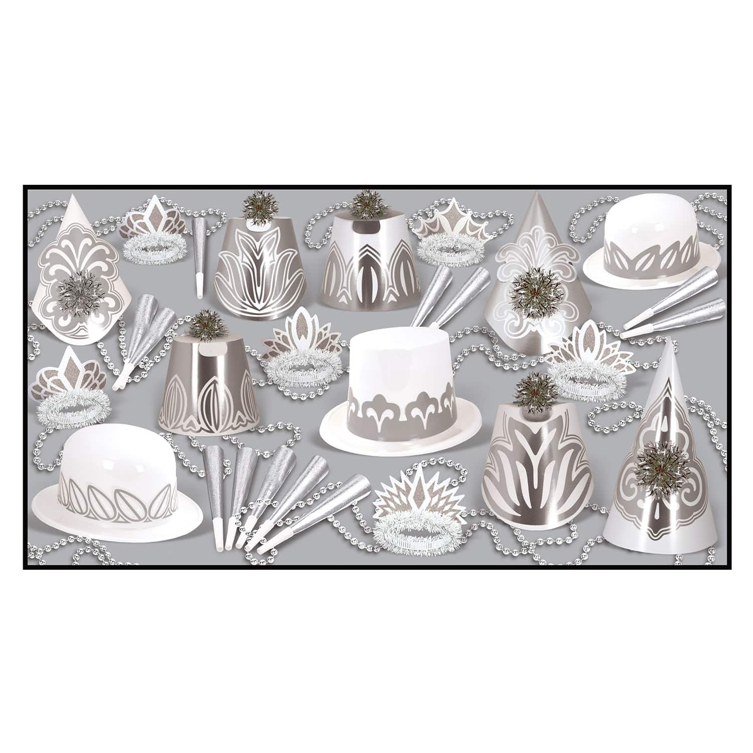 Beistle White & Silver New Year Dollar Party Favor Kit for 50