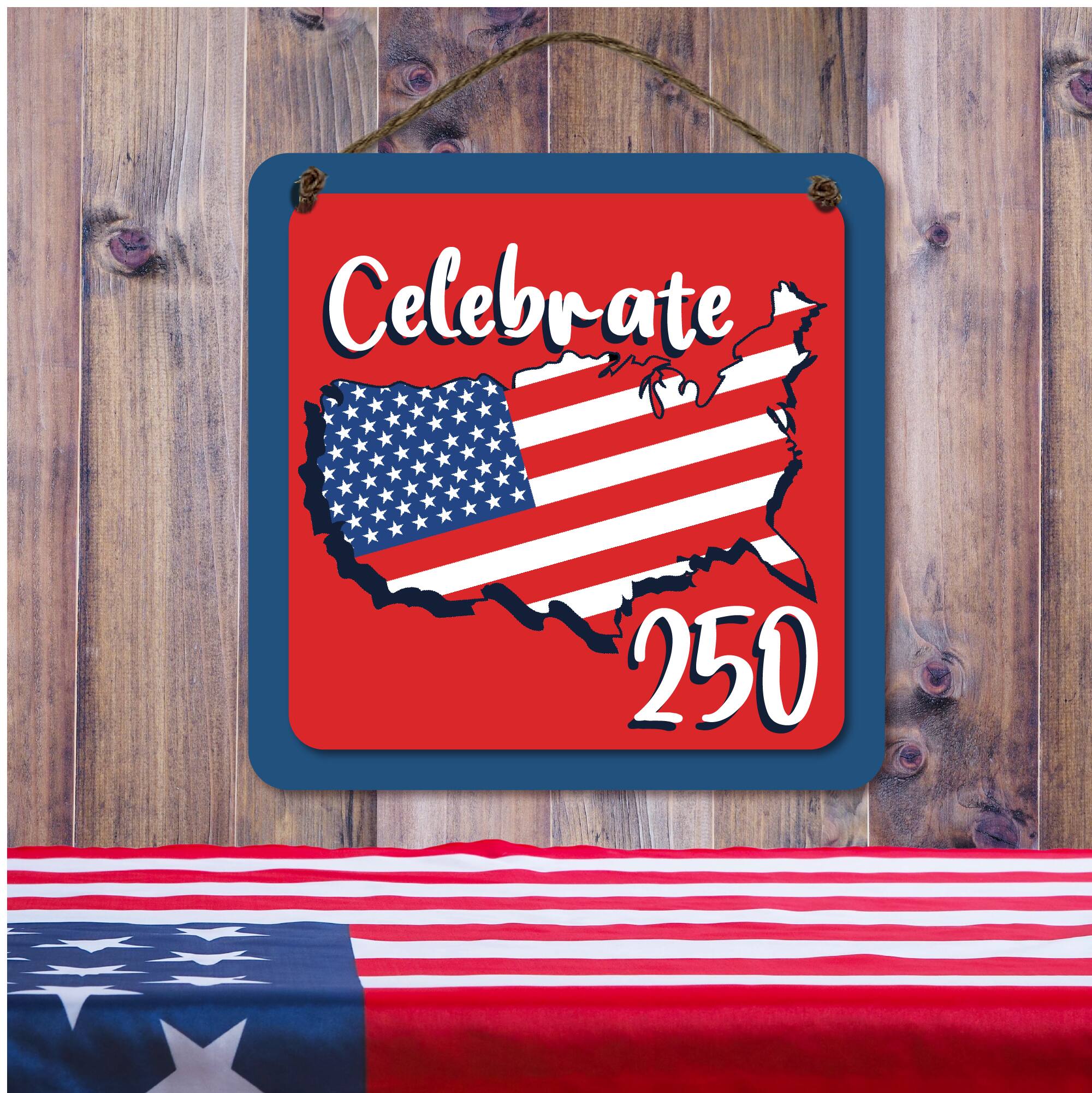 Courtside Market® Celebrate 250™ 12" x 12" Wounded Warrior Project® USA II Hanging Wooden Artboard with Twine