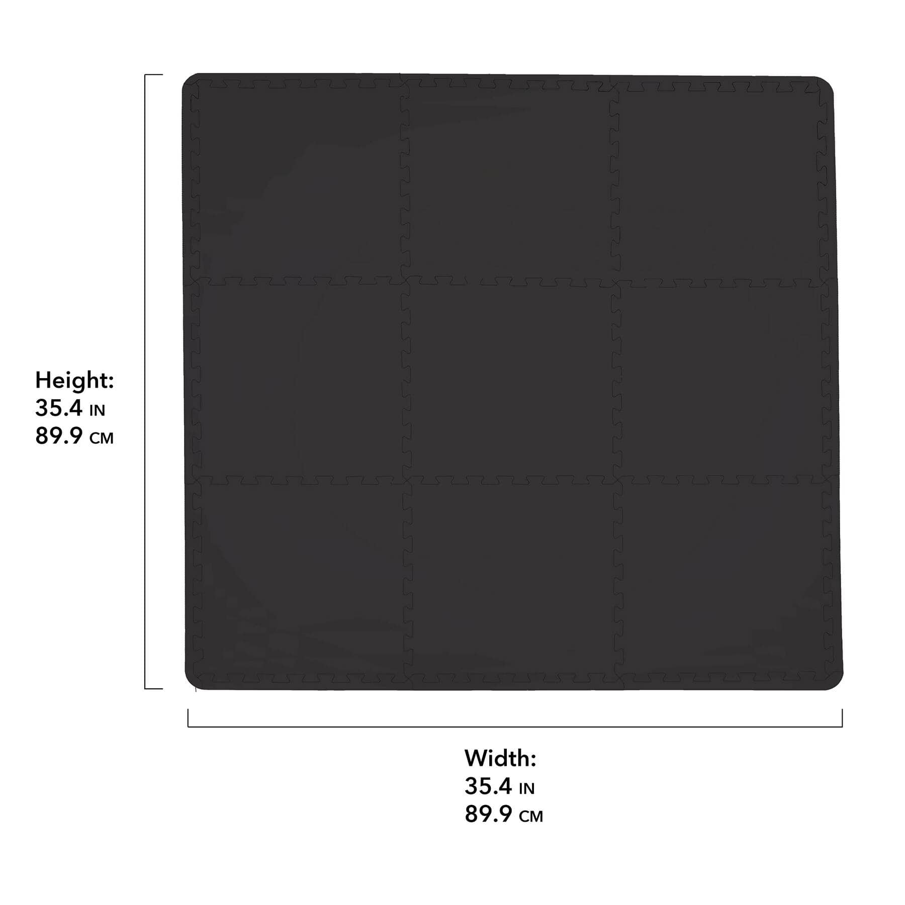 FloorPops Black Puzzle Interlocking Floor Tiles Set of 9